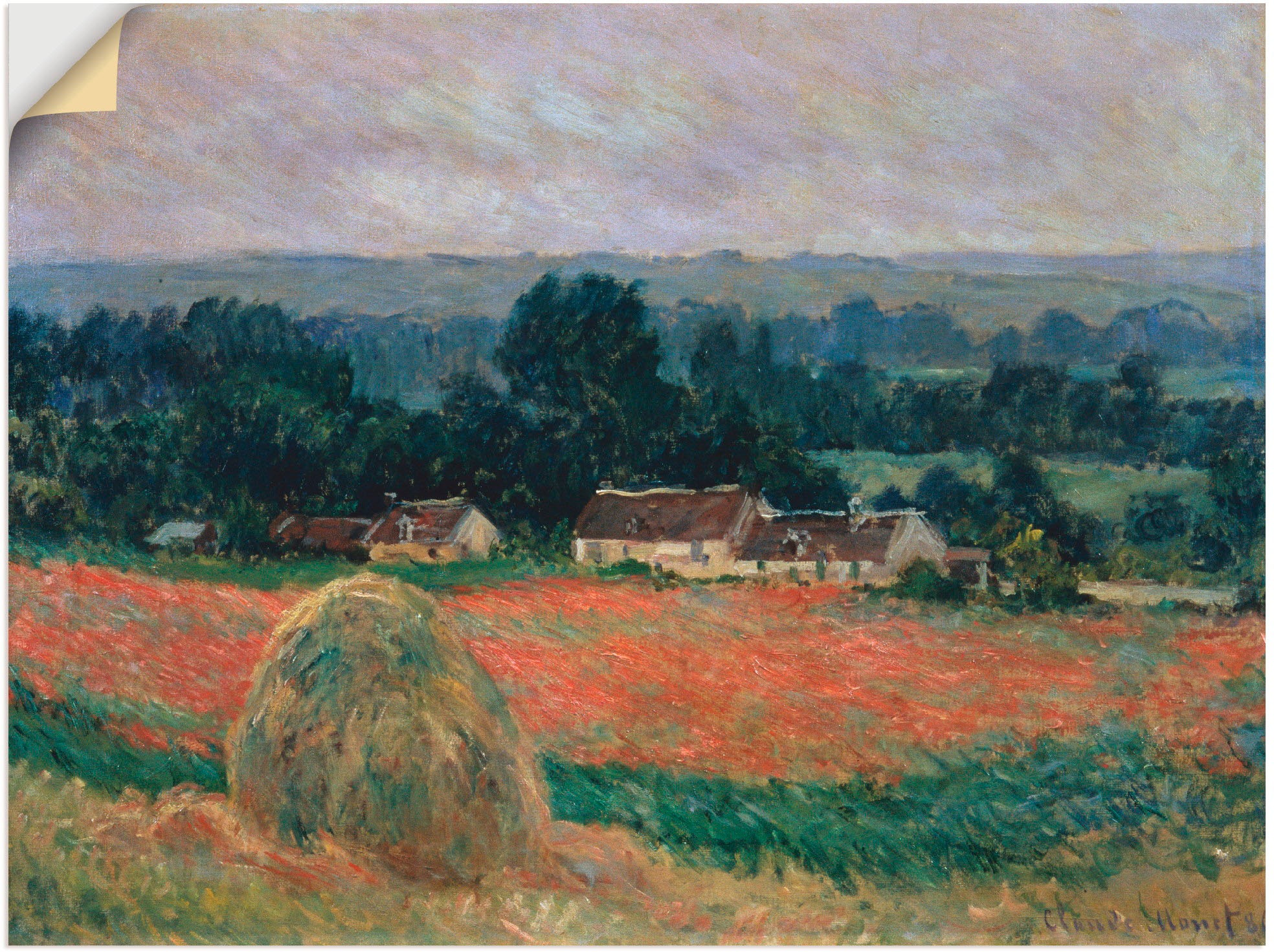 Image of Artland Wandbild »Heuhaufen in Sommerlandschaft«, Wiesen & Bäume, (1 St.), in vielen Grössen & Produktarten -Leinwandbild, Poster, Wandaufkleber / Wandtattoo auch für Badezimmer geeignet bei Ackermann Versand Schweiz