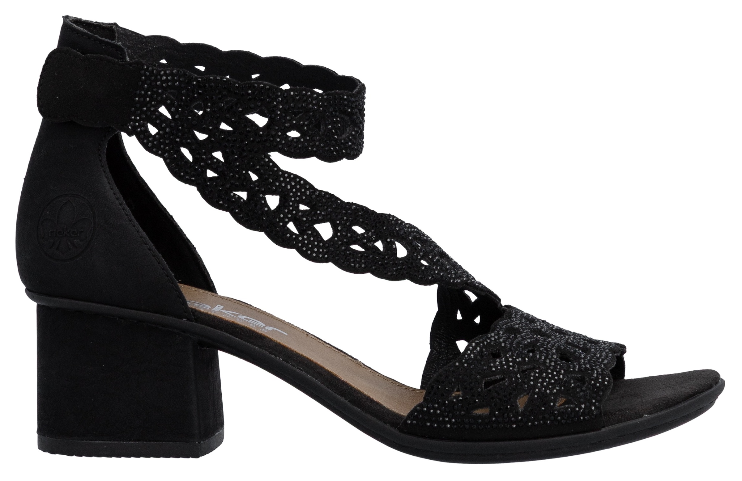 Rieker Sandales  chaussure de fête, talon bloc, avec fermeture velcro pratique