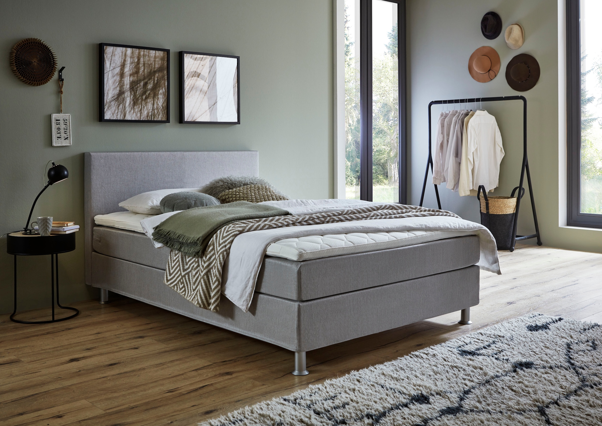 ATLANTIC home collection Boxbett »Edison« inkl. Bonnellfederkern-Matratze und Topper