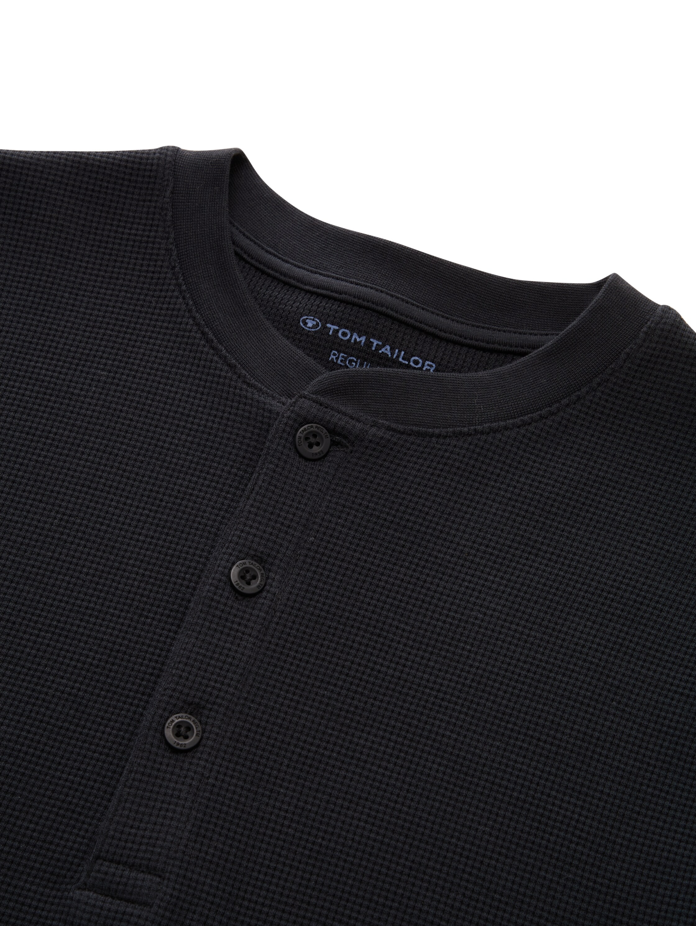 TOM TAILOR T-shirt à manches longues mit Rundhals und kurzer Knopfleiste