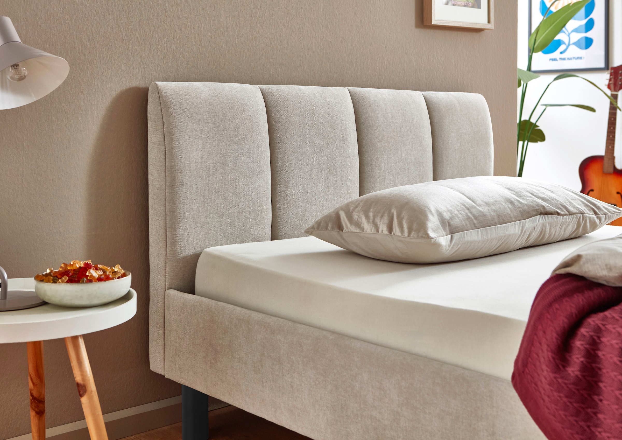 meise.möbel Lit rembourré »Joker, in verschiedenen Breiten und Farben erhältlich« wahlweise mit schwarzem oder eichefarbigem Holzfuss