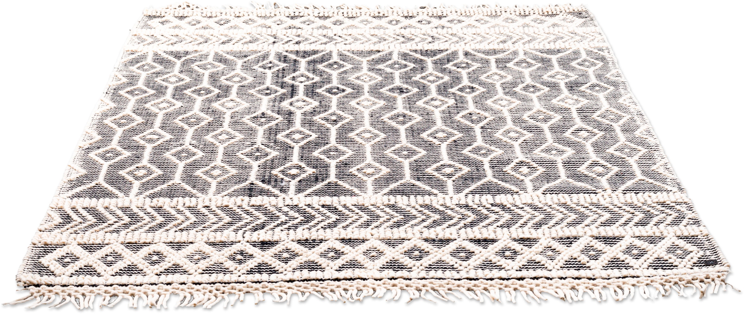 TOM TAILOR HOME Teppich »Colored Scandi Wolle, Design acheter Handweb confortablement Macrame«, reine handgewebt, Fransen, mit rechteckig, Teppich