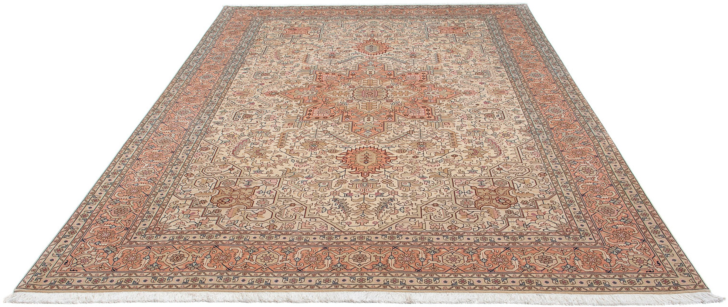 Image of morgenland Orientteppich »Perser - Täbriz - Royal - 302 x 205 cm - beige«, rechteckig, 7 mm Höhe, Wohnzimmer, Handgeknüpft, Einzelstück mit Zertifikat bei Ackermann Versand Schweiz