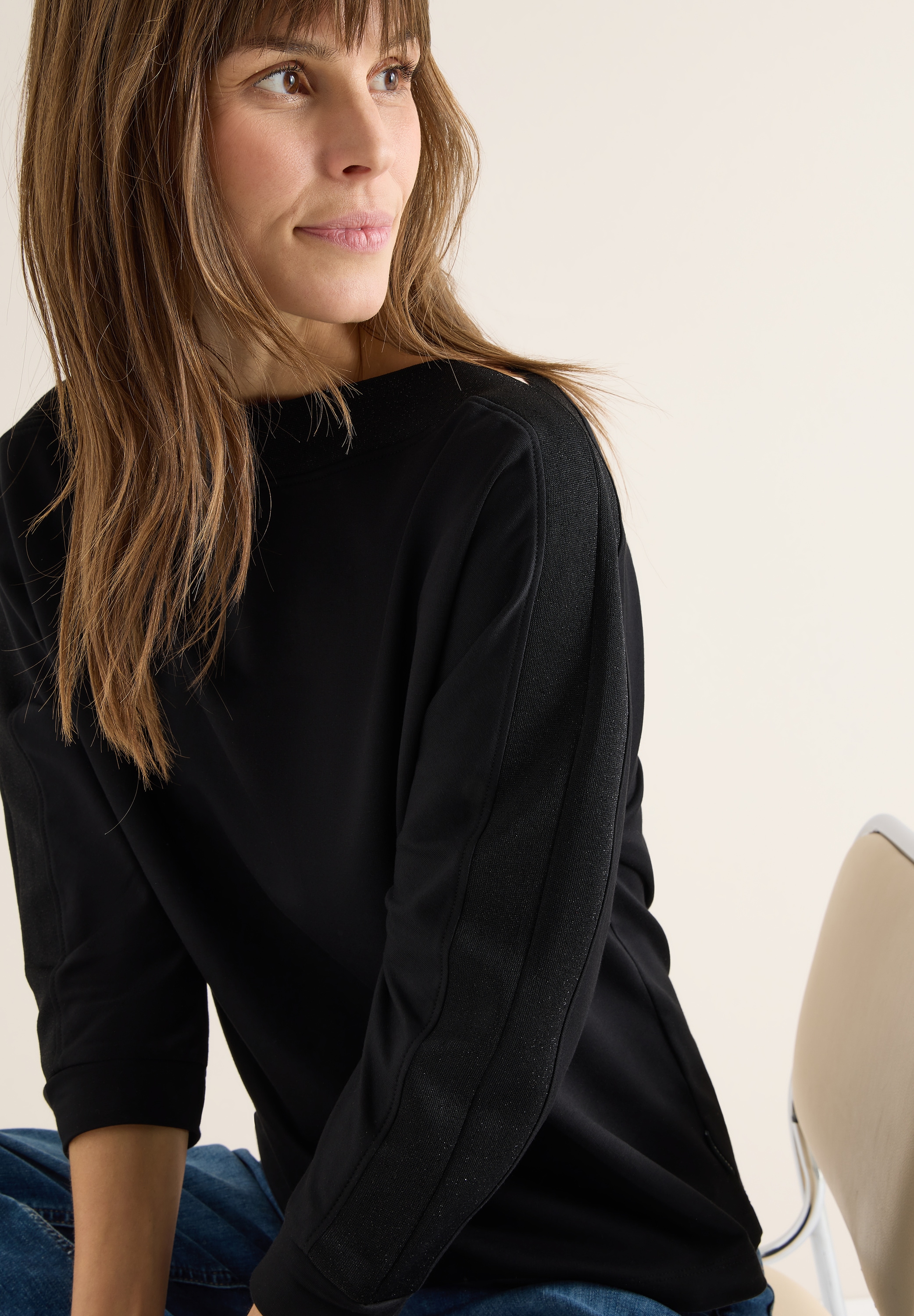 Cecil T-shirt chauve-souris mit Tape und 3/4 Ärmel