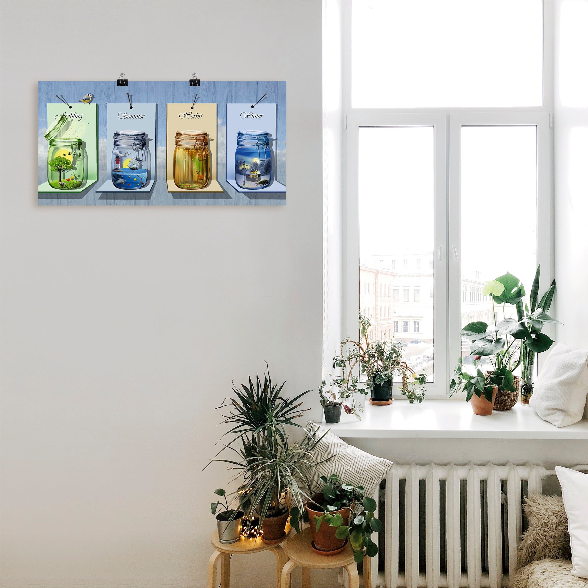 Artland Wandbild »Jahreszeiten in Gläsern«, Vier Jahreszeiten, (1 St.), als Leinwandbild, Poster, Wandaufkleber in verschied. Grössen