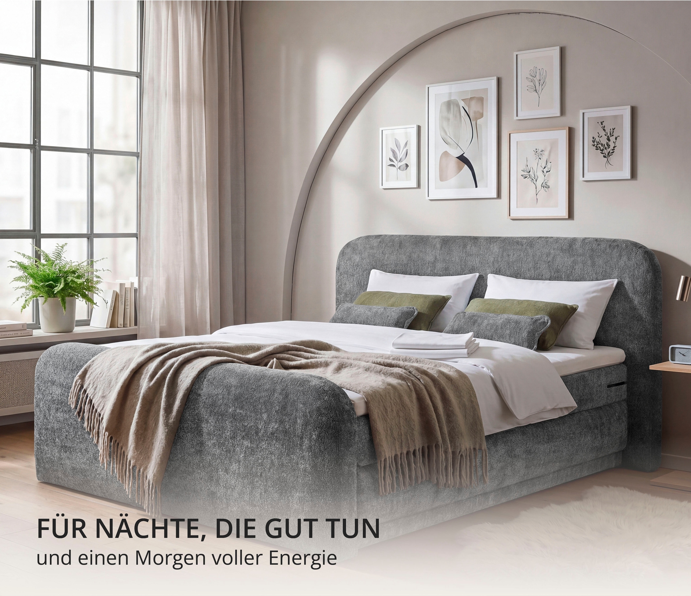 ED EXCITING DESIGN Lit boxspring »AROSA in der Breite 180x200cm« incl. surmatelas 6 cm, matelas duo H3/H4, coffre de lit caché