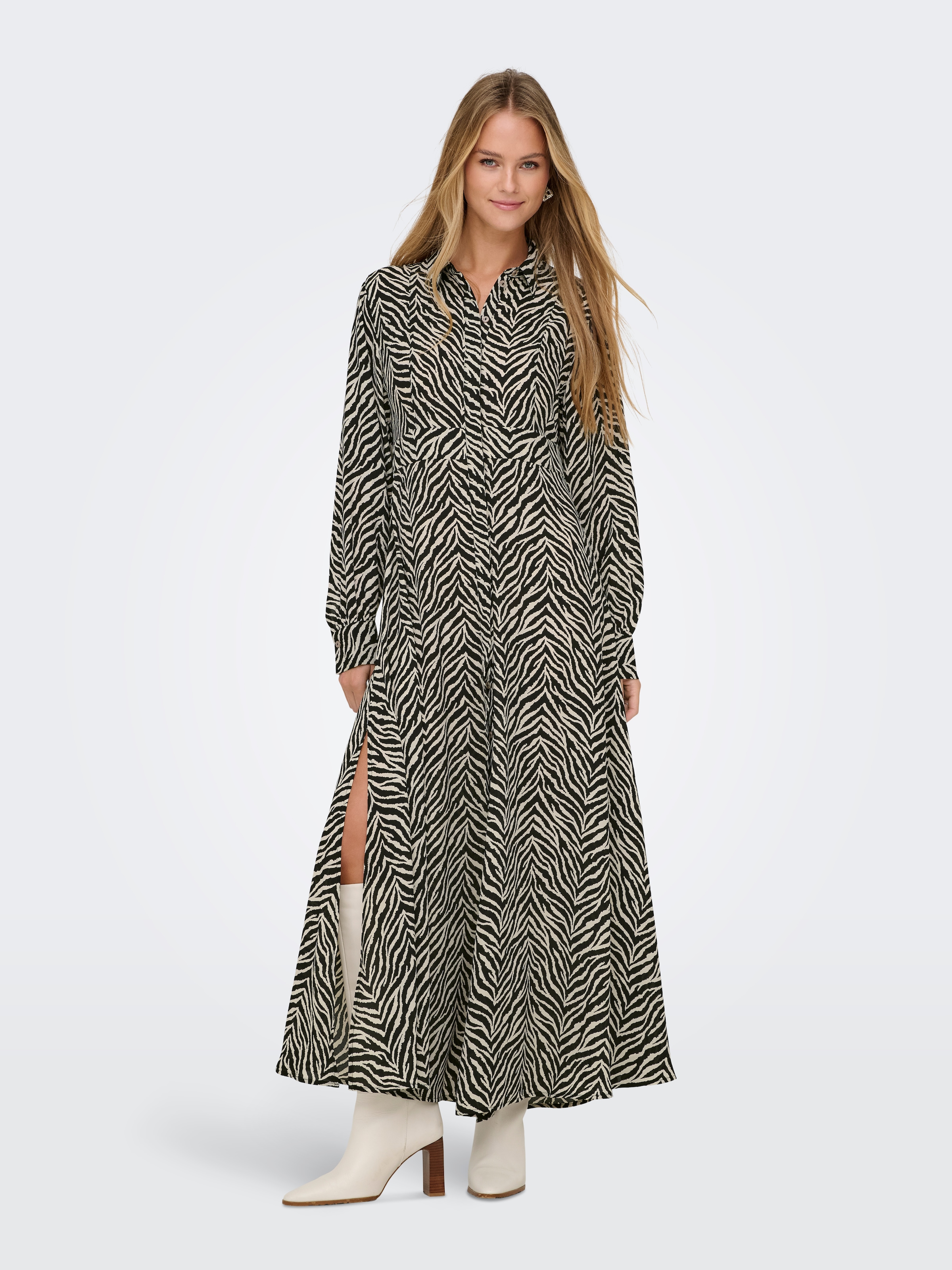 ONLY Hemdblusenkleid »ONLHELEN LIFE L/S V-NECK MAXI DRESS PTM«