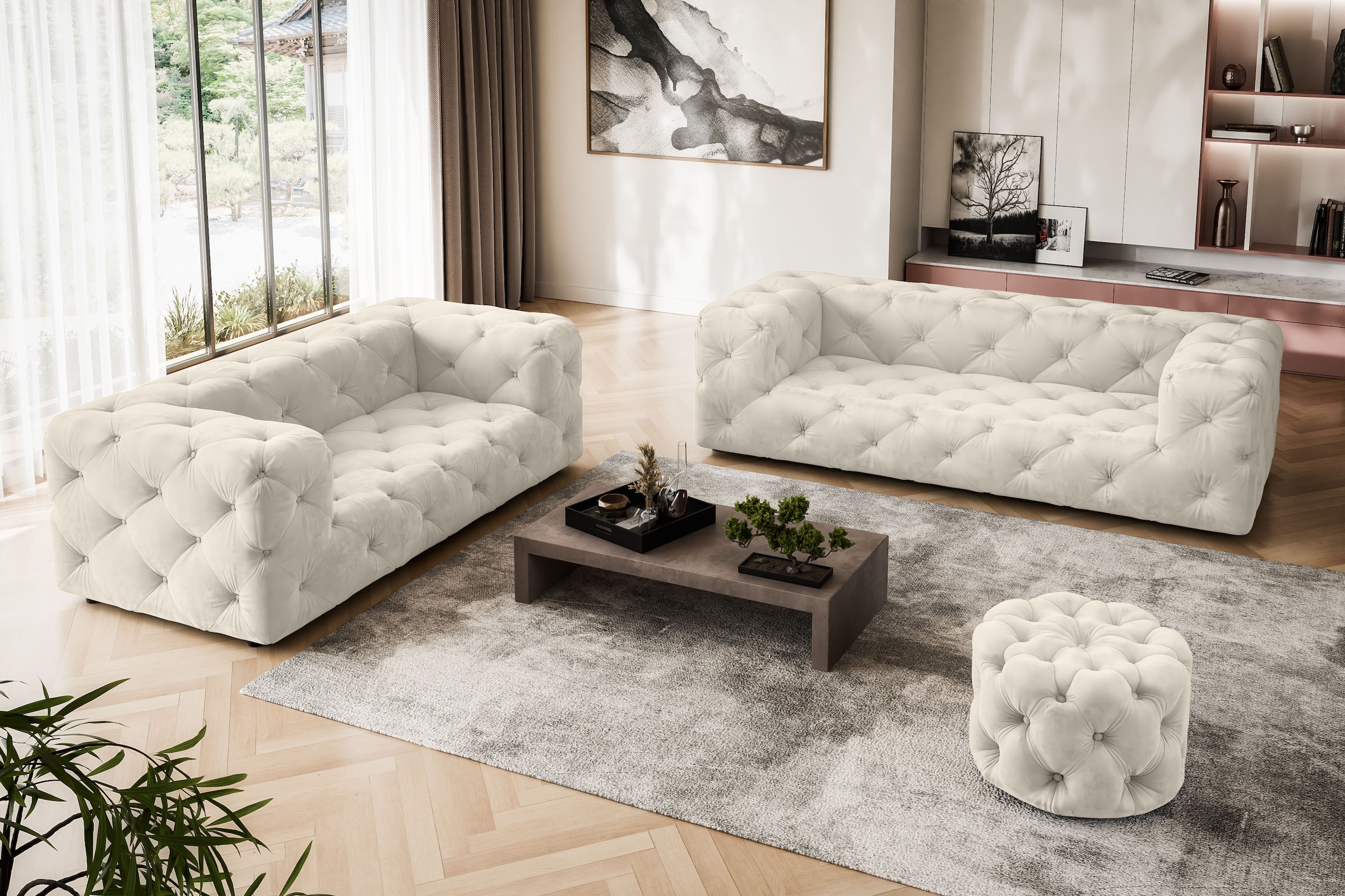 Home affaire 2-places »FOLLINA« Canapé 2 places avec capitonnage Chesterfield classique