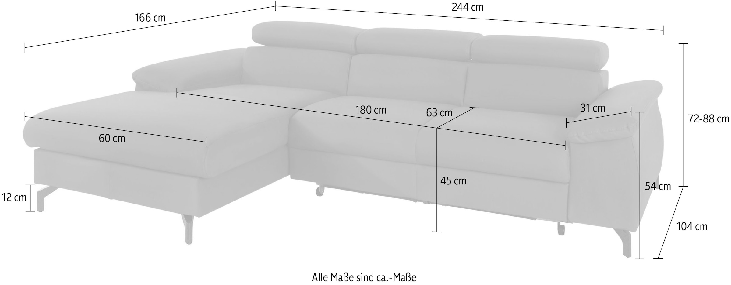 COTTA Ecksofa »Kitty«, Modern, L-Form, Bodenfreiheit 12,5 cm