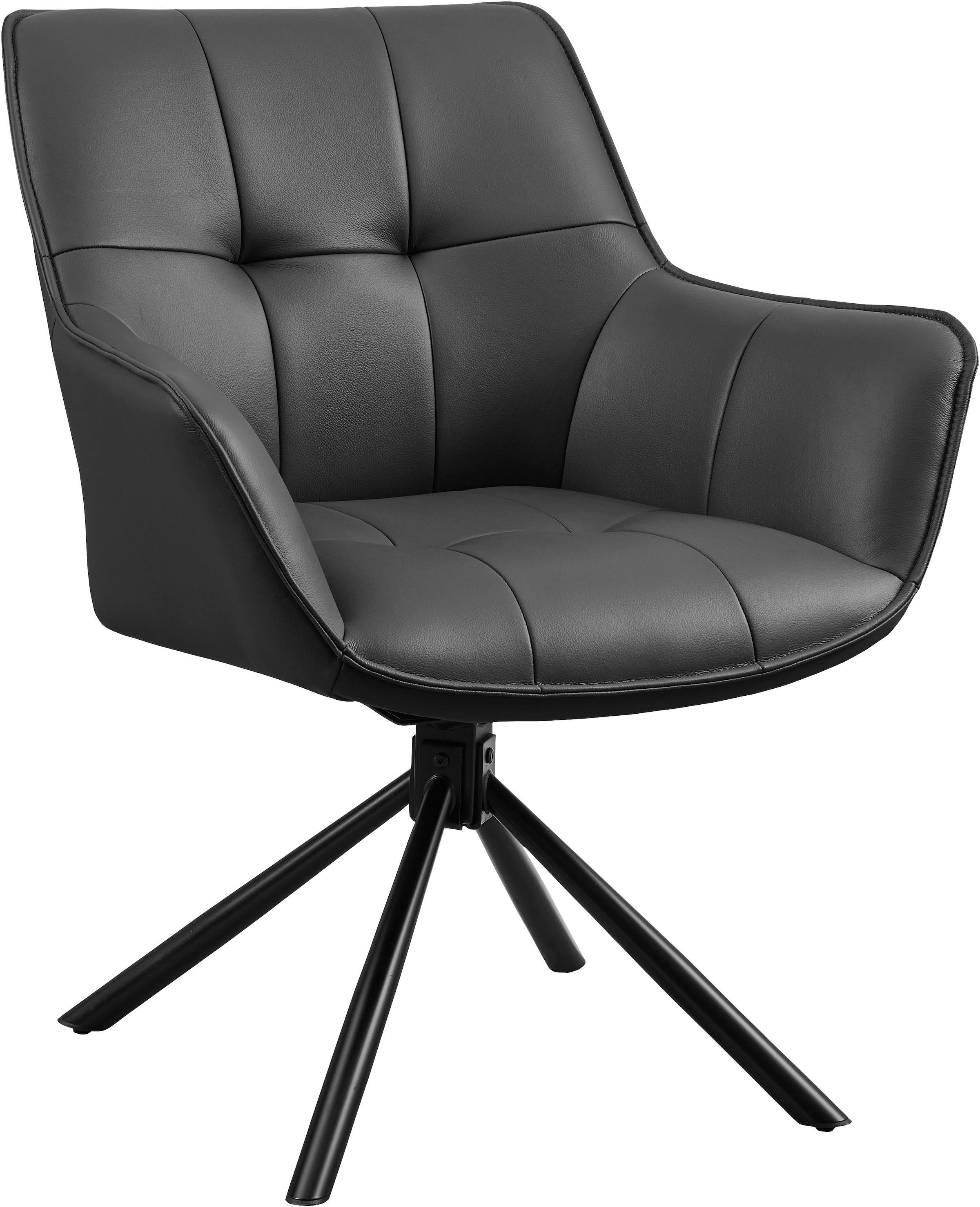 GOODproduct Chaise pivotante »Lika« (Ensemble) 2 cuisechtes Leder, 360° Drehfunktion, Steppnähte, Metallgestell