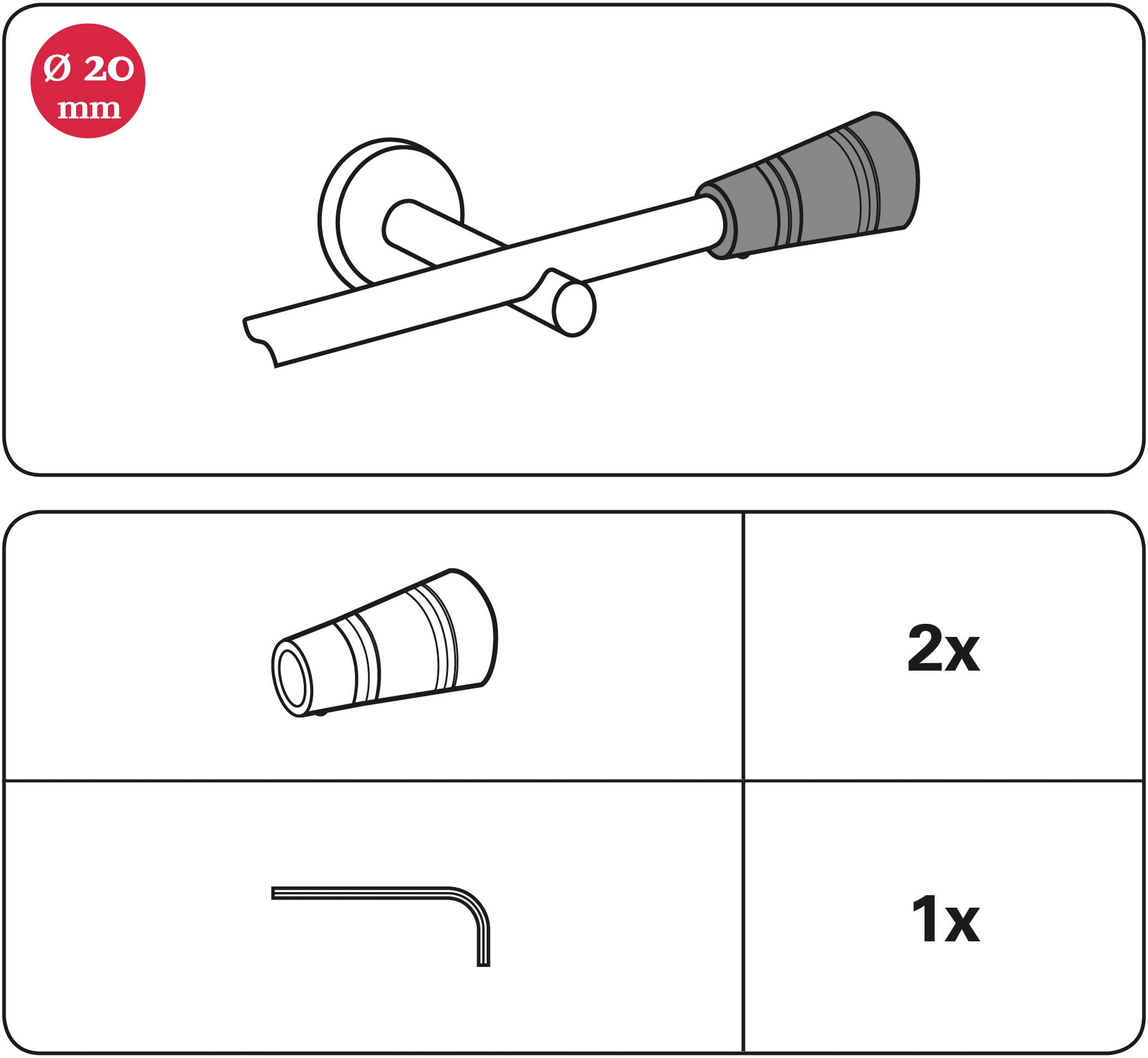 GARDINIA Gardinenstangen-Endstück »Apollo« Serie Einzelprogramm Chicago Ø 20 mm