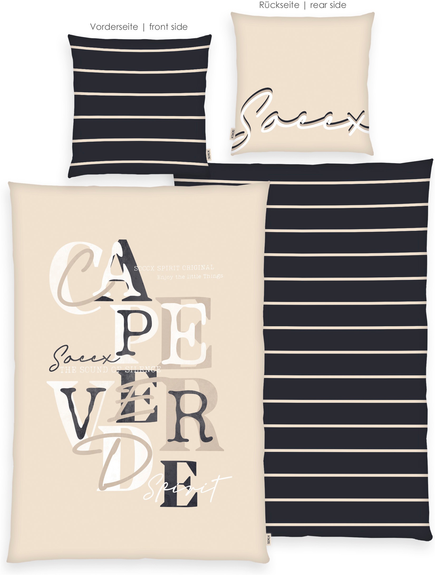 Image of SOCCX Wendebettwäsche "Coastal Stripes" 2 gewebtes Label