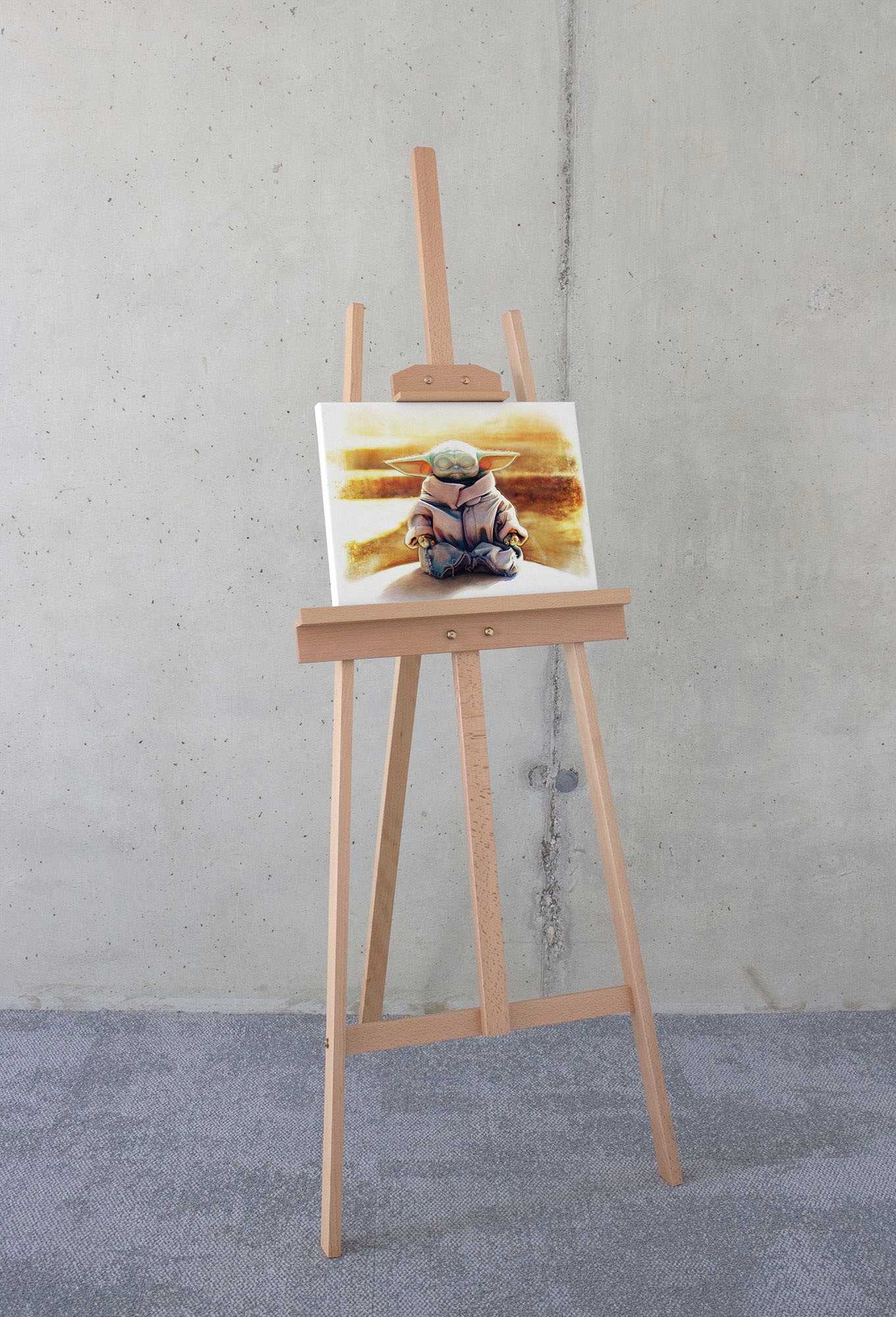 Image of Komar Leinwandbild "The Mandalorian Grogu Meditation King - Grösse 40 x 30 cm" Disney 40 x 30 cm (Breite x Höhe), 1 Stk. tlg. Keilrahmenbild mit Echtholzrahmen, Kinderzimmer