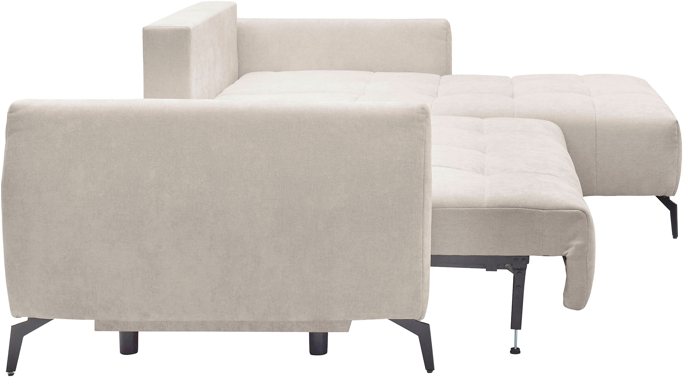 GOODproduct Canapé d'angle »JINNIE Chenille, L-Form, Polsterecke m. Schlaffunktion« Chauffeuse montage à gauche/droite, en tissu tissé ou chenille