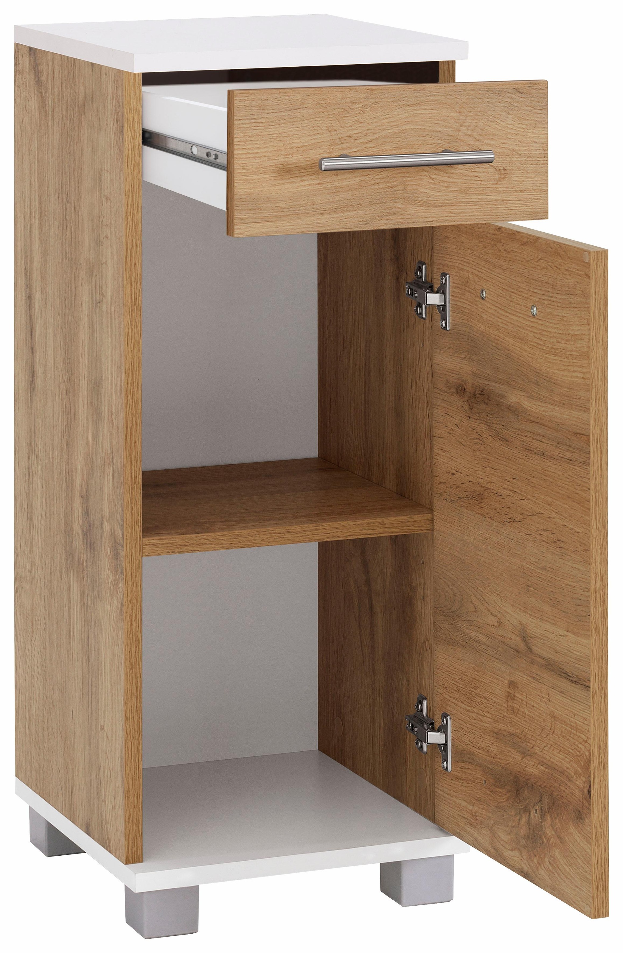 welltime Seitenschrank »Emmi, Breite 30 cm«, Wechselbarer Türanschlag, Metallbeschläge