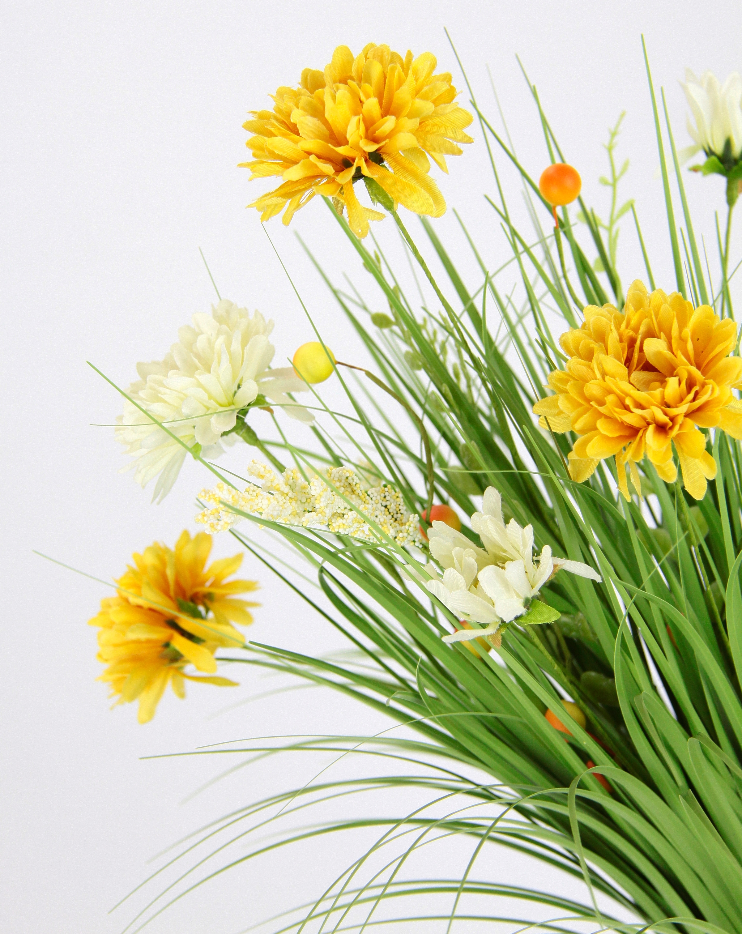 I.GE.A. Herbe artificielle »Grasbund mit Dahlien« Mit Blüten Margeriten Deko Grasbusch Kunstgras Künstliche Pflanze