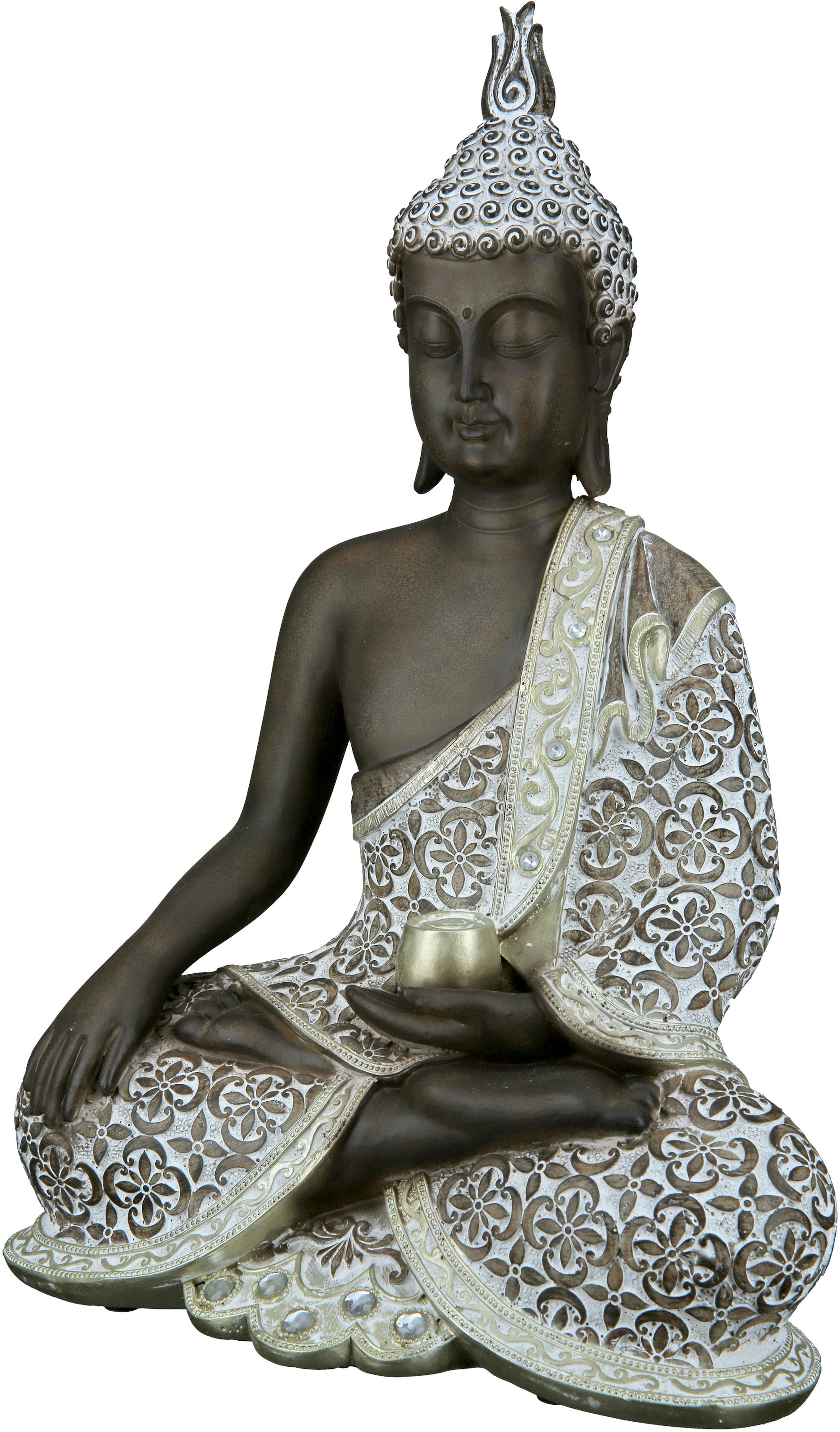 GILDE Buddhafigur »Buddha Mangala braun-weiss« | Dekofiguren