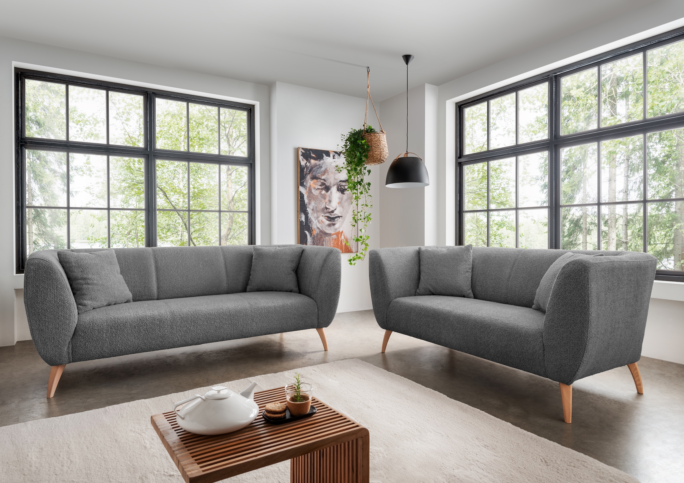 Home affaire Ecksofa »Lazio modern und bequem, schmale Armlehnen, tolle Detailverarbeitung« zwei verschiedene Fussfarben wählbar