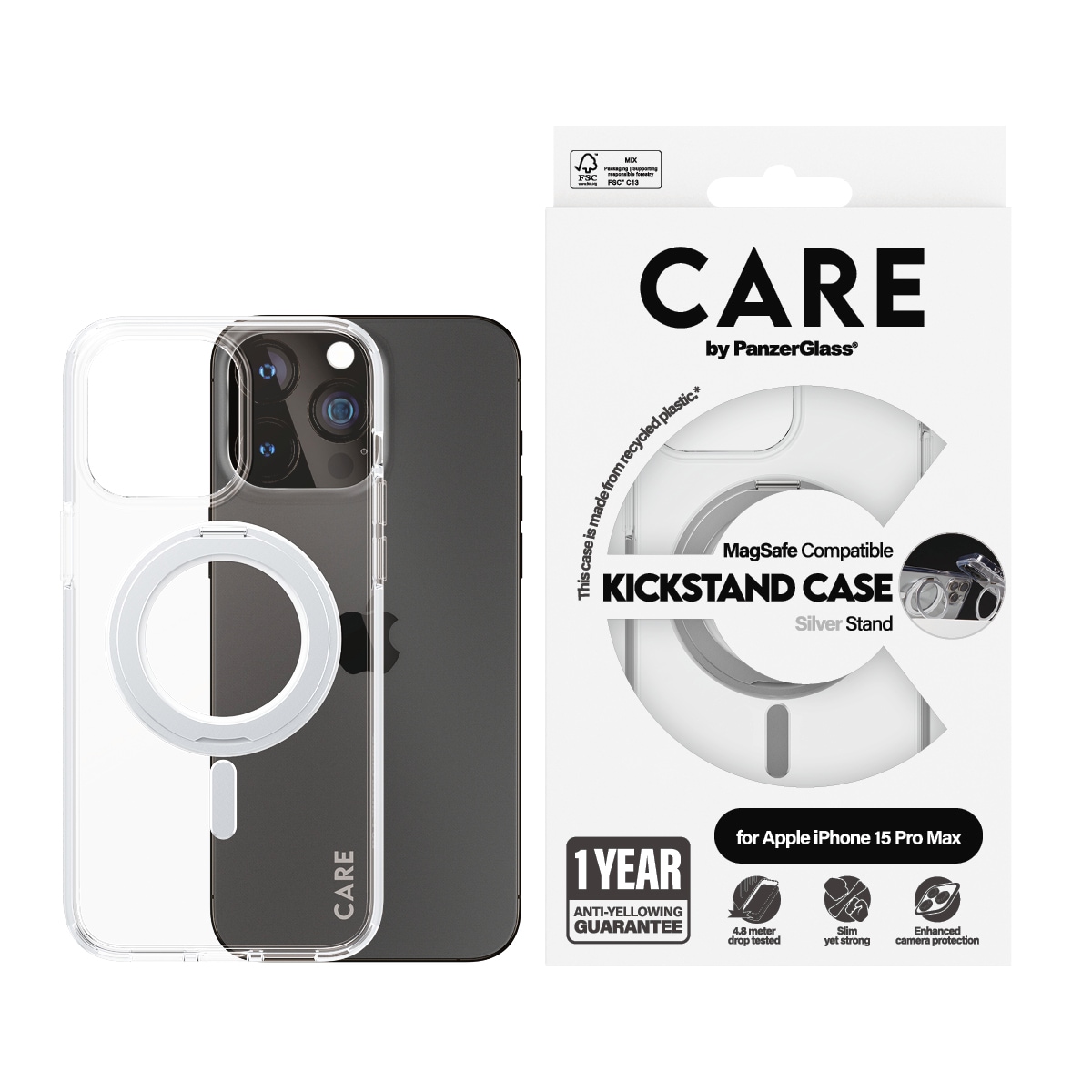 Image of CARE by PanzerGlass Handyhülle "Kickstand Case mit MagSafe für Apple iPhone 15 Plus" Backcover, Schutzhülle, Handyschutzhülle, Case, Schutzcase, stossfest