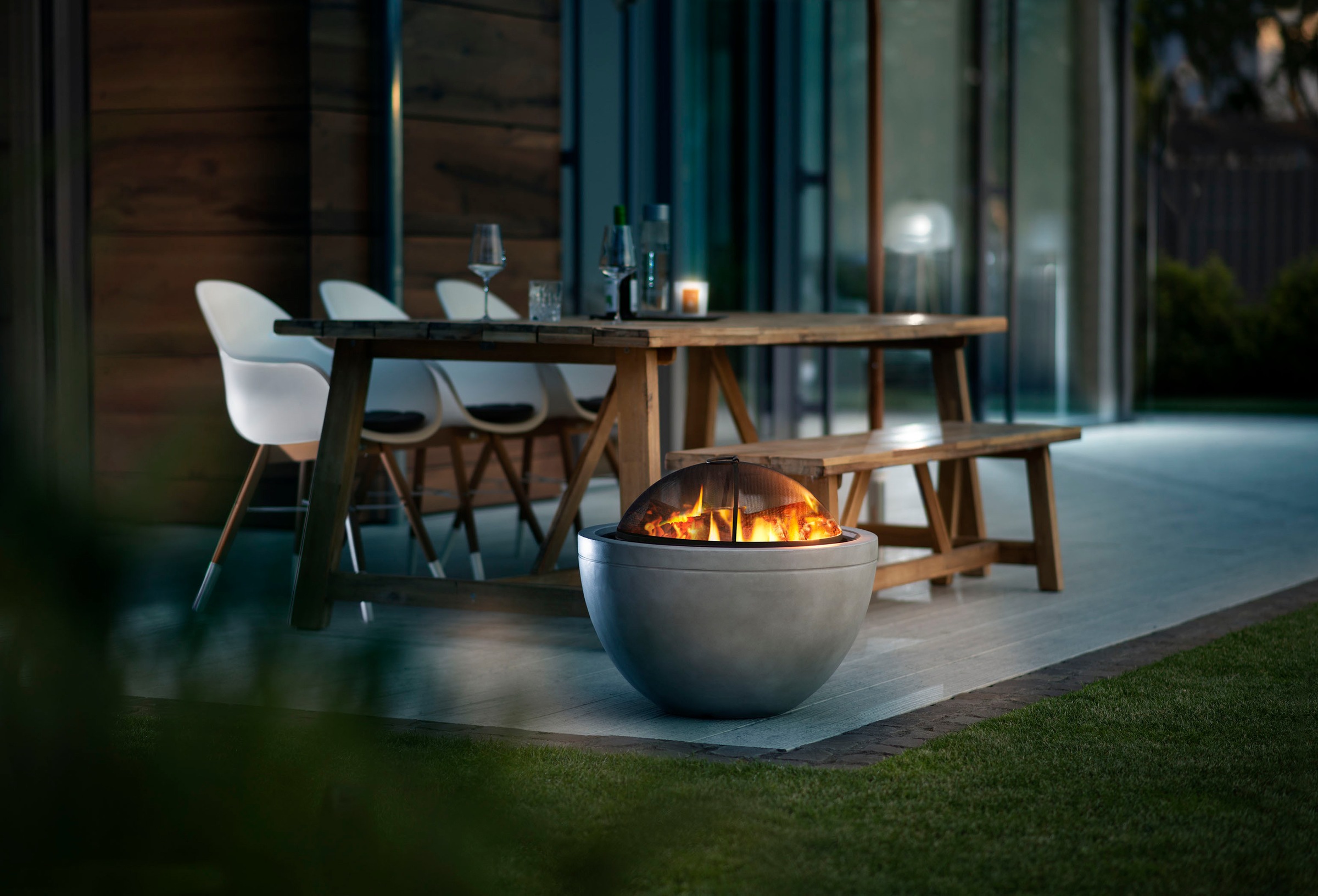 Buschbeck Feuerschale »Madrid 60 grau« ØxH: 60x51 cm, mit Grillfunktion