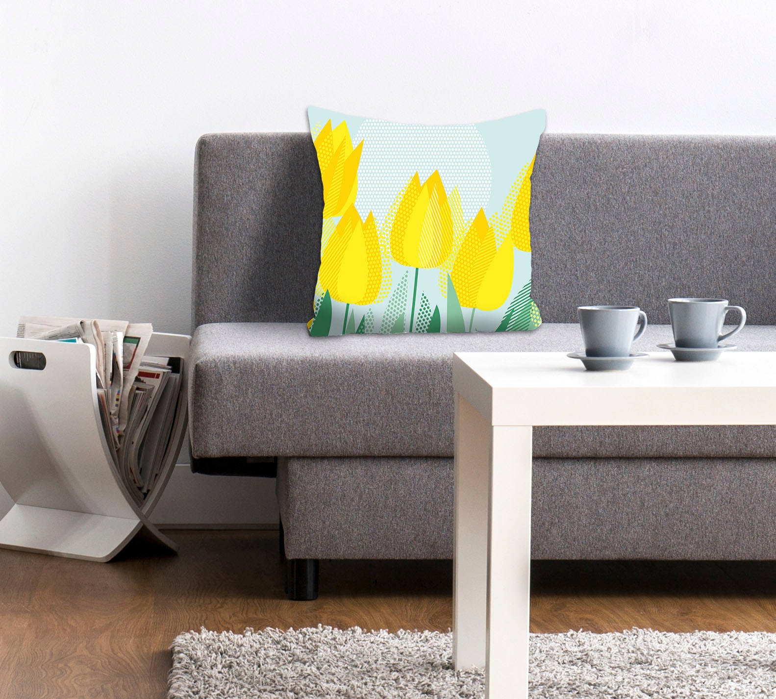 Image of queence Dekokissen "Rebekka" mit gelben Tulpen