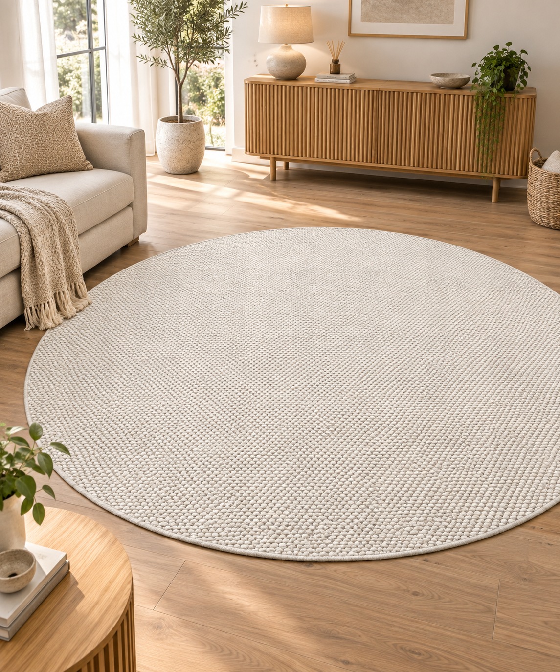 Image of GOODproduct Wollteppich "Woolscape 1, handgewebt" rund 10 mm Höhe Wendeteppich, reine Wolle, Uni Farben, auch in rund & als Läufer