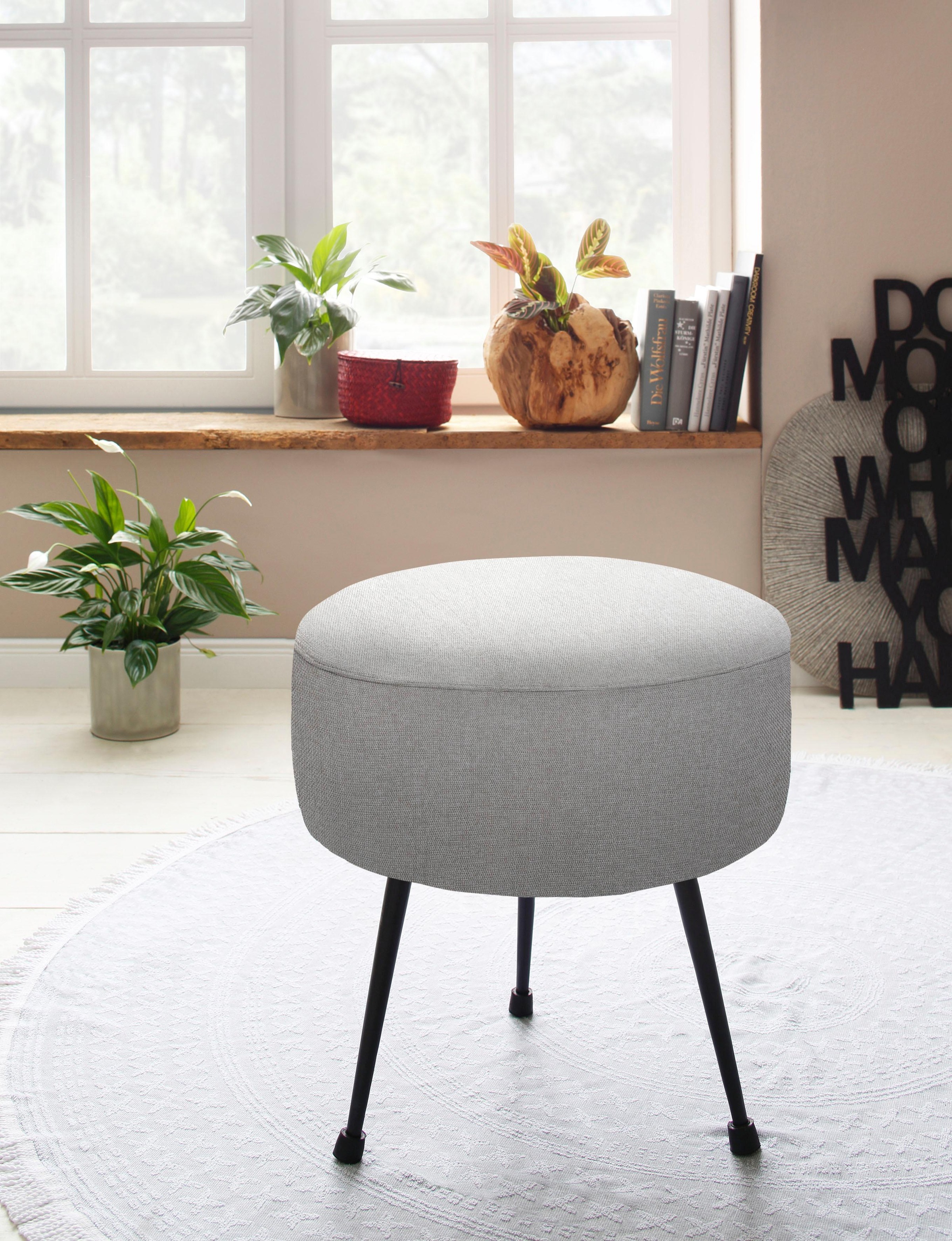 Image of Home affaire Hocker »Kosi«, aus schönem Webstoff Bezug, mit schwarzen Metallbeinchen, in zwei verschiedenen Farbvarianten bei Ackermann Versand Schweiz