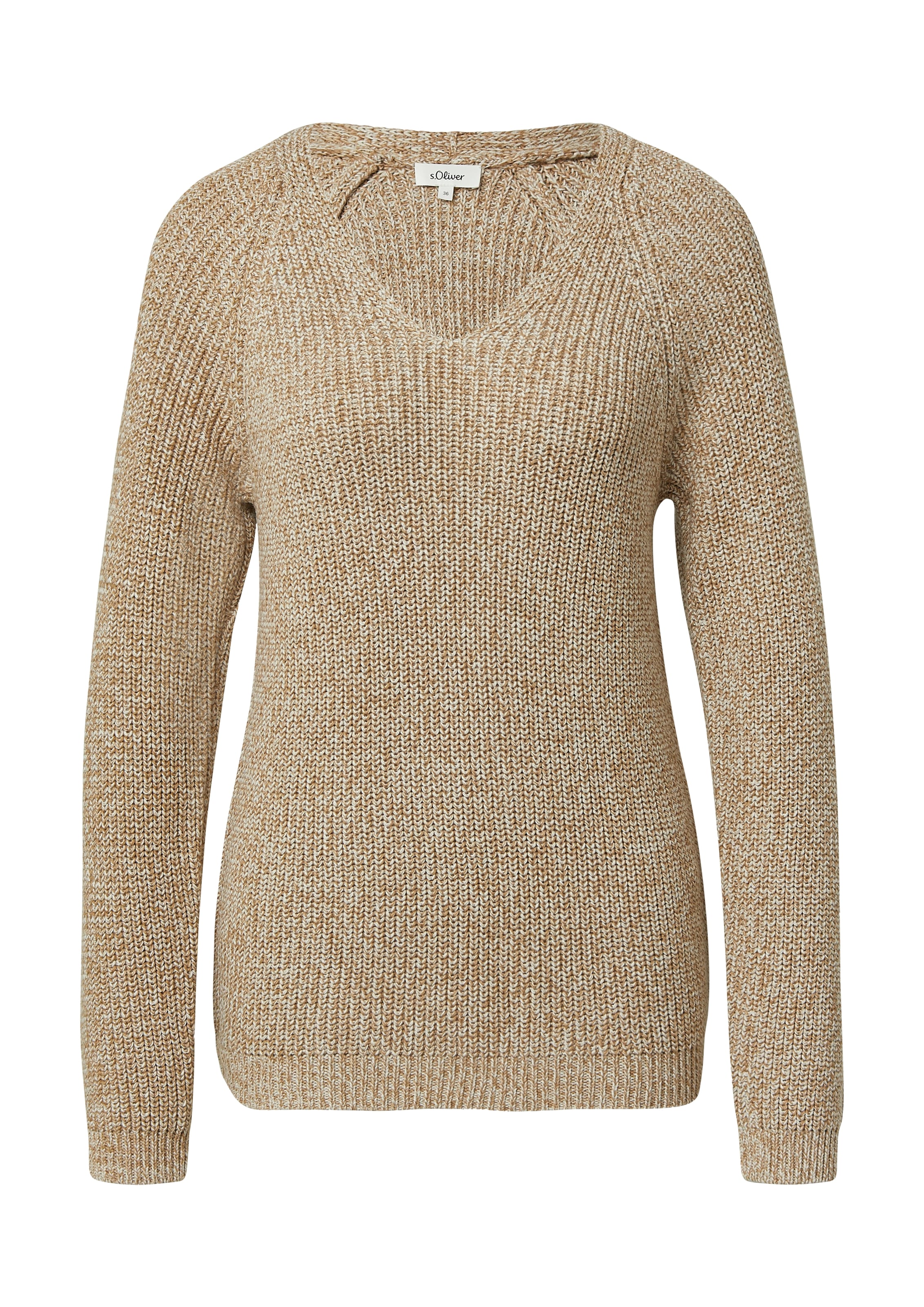 s.Oliver Pull en tricot mit V-Ausschnitt, meliert