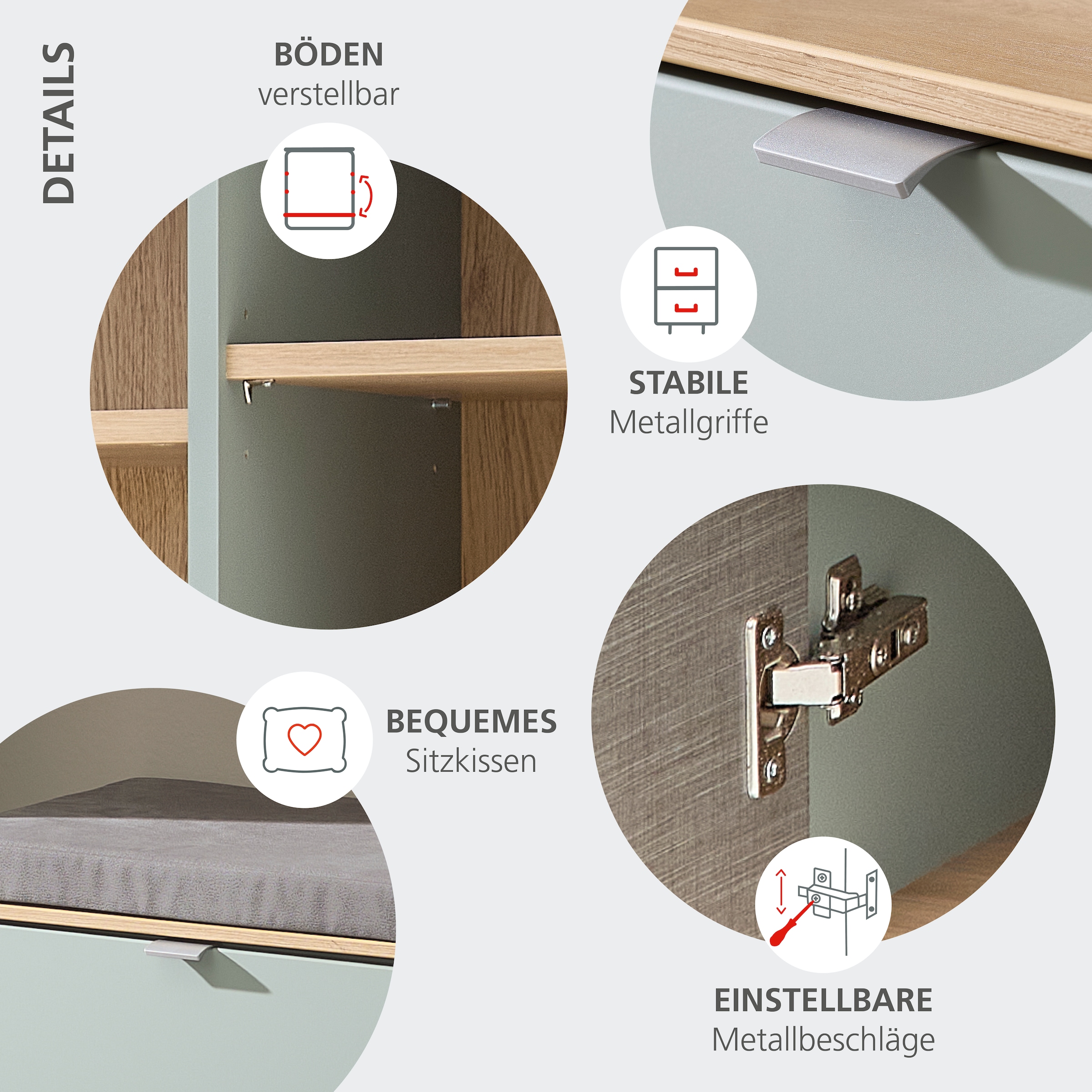 Innostyle Ensemble de vestiaires »Bari Garderobenprogarmm, BxHxT 206x202x38 cm« Ensemble, 4 cuis tlg.