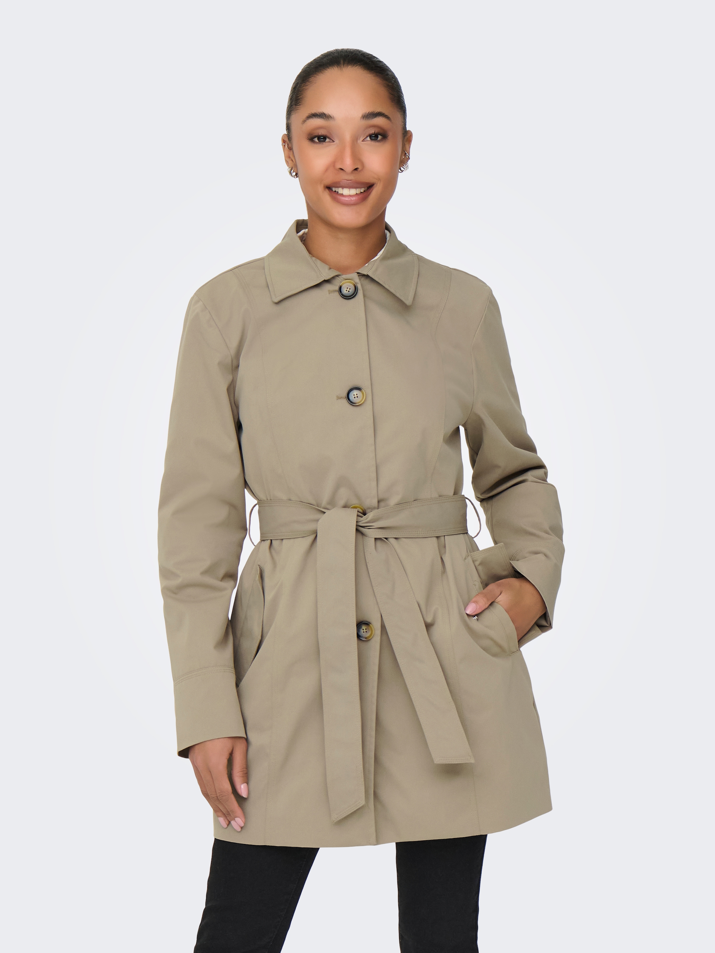 Image of JDY Trenchcoat "JDYISADORA TRENCHCOAT OTW HAB NOOS" mit Bindegürtel in der Taille