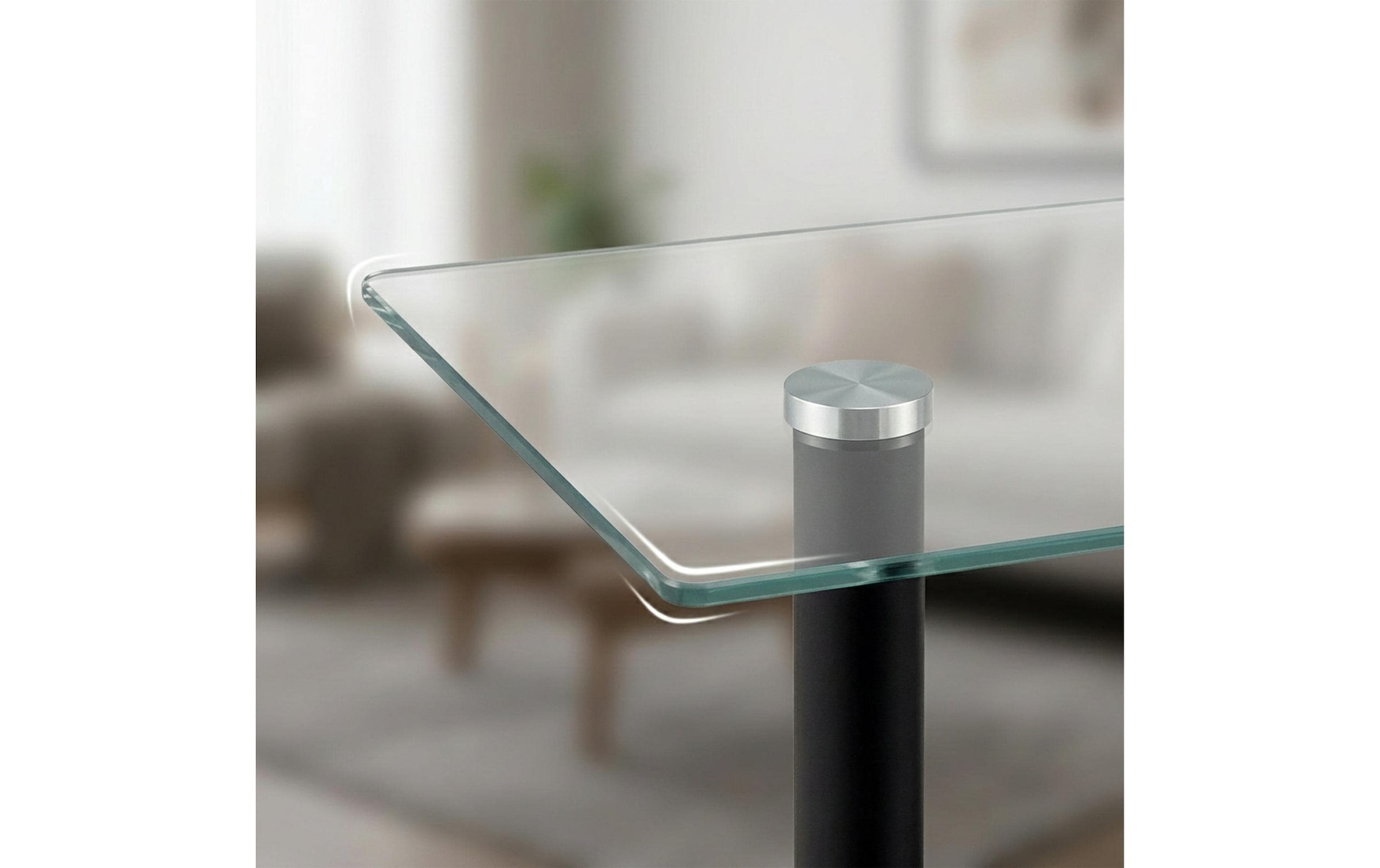 relaxdays »relaxdays Beistelltisch 60 x 50 cm, Schwarz/Braun/Transparent«