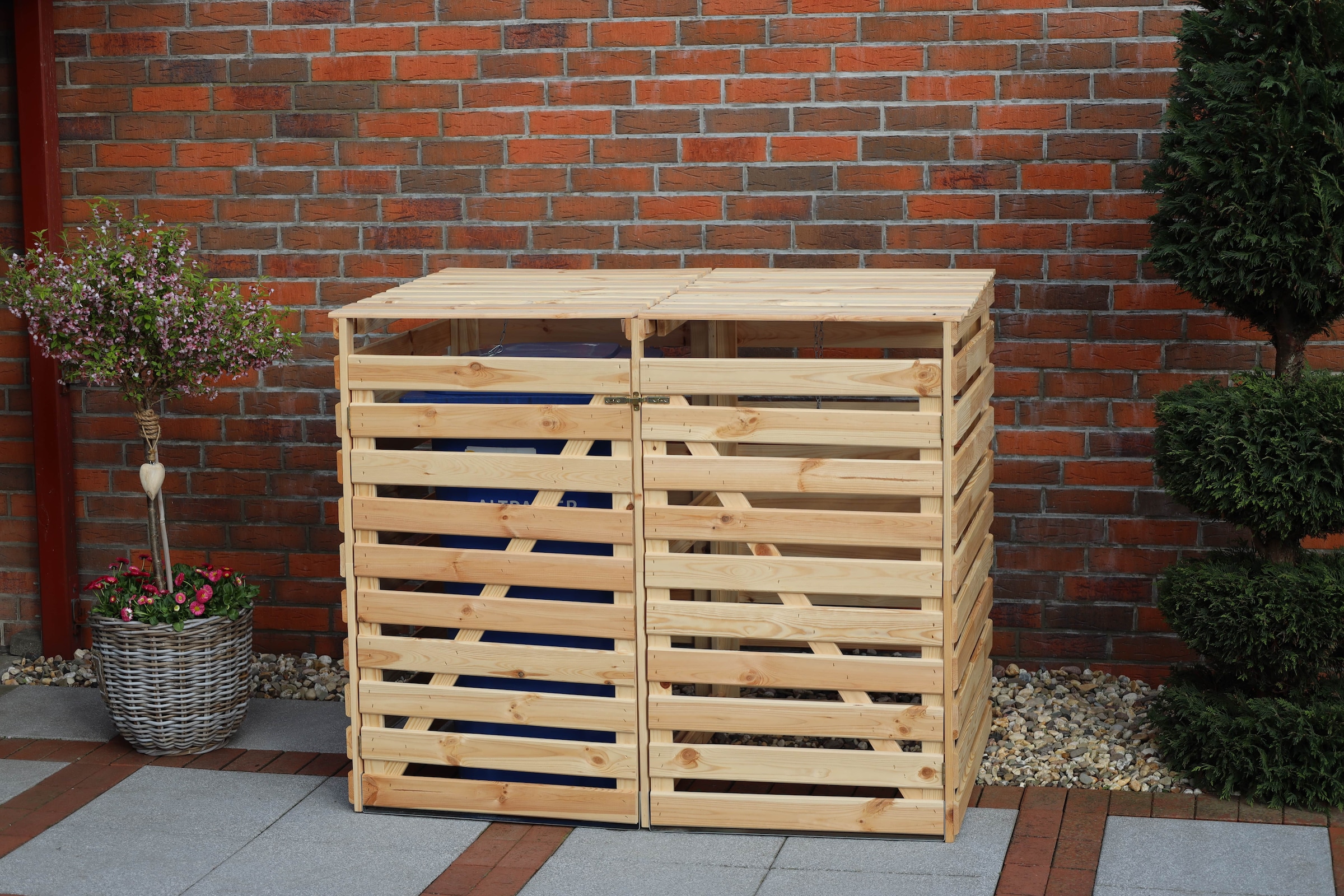 promadino Coffre à poubelles »Vario V« pour 2 x 240 l, couleur bois