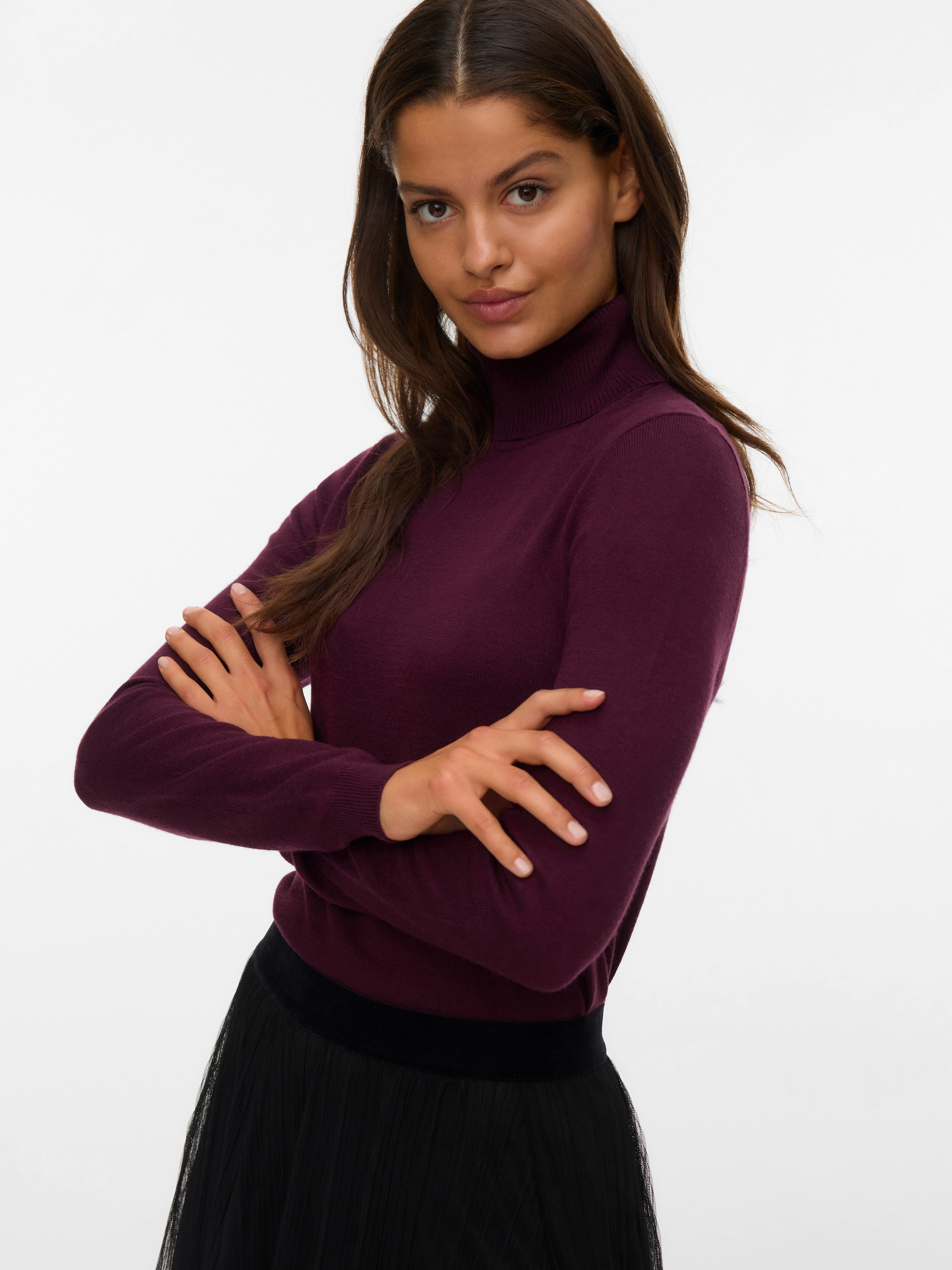 Image of Vero Moda Strickpullover "VMIRIS LS ROLLNECK PULLOVER GA NOOS" Materialmix mit Wolle, slim fit