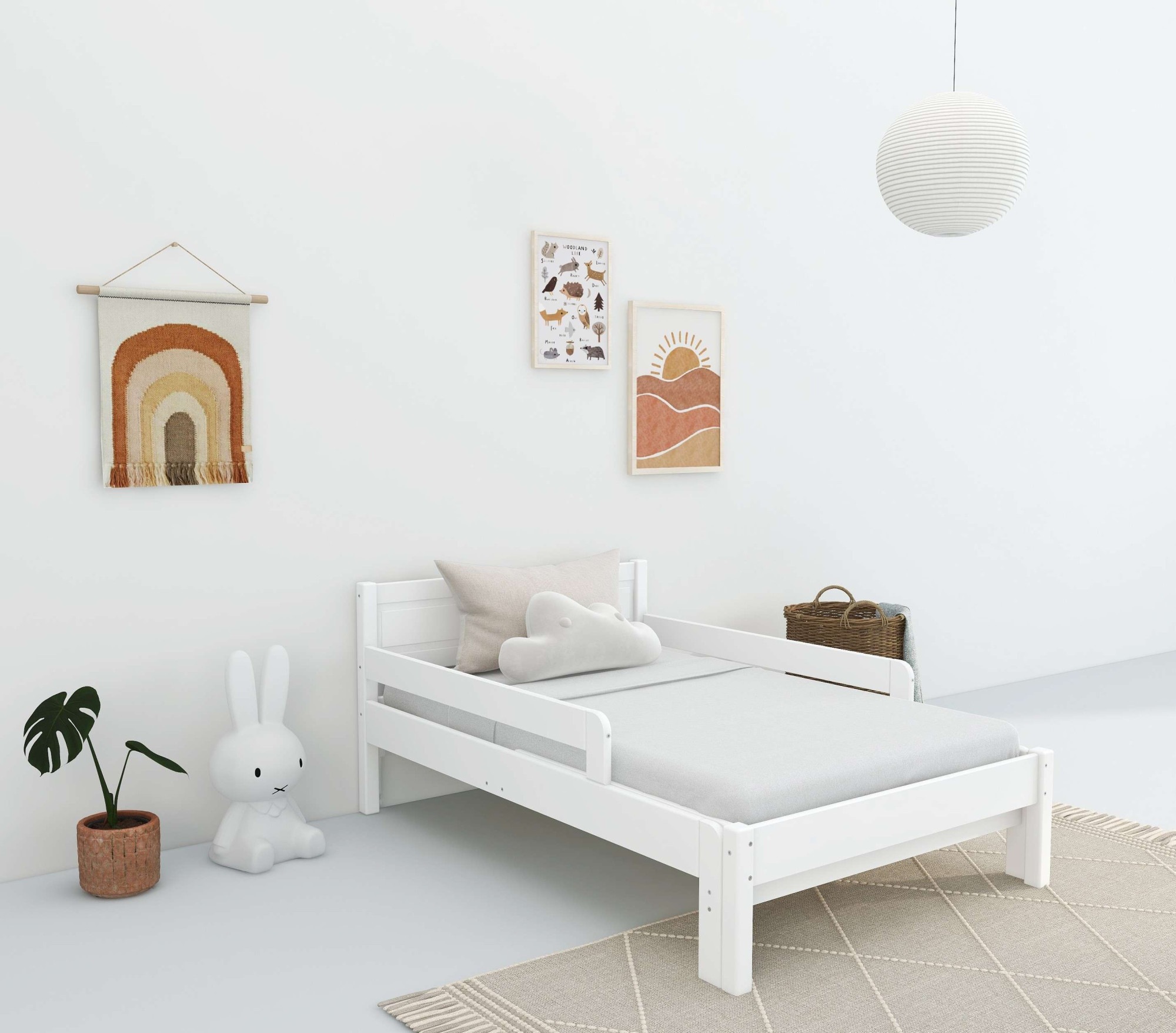 OTTO home Kinderbett »Hero, Bett, Massivholzbett, ausziehbar von 140 bis 200 cm«, aus massiver Kiefer, inklusive Lattenrost, Kassettenoptik, FSC®