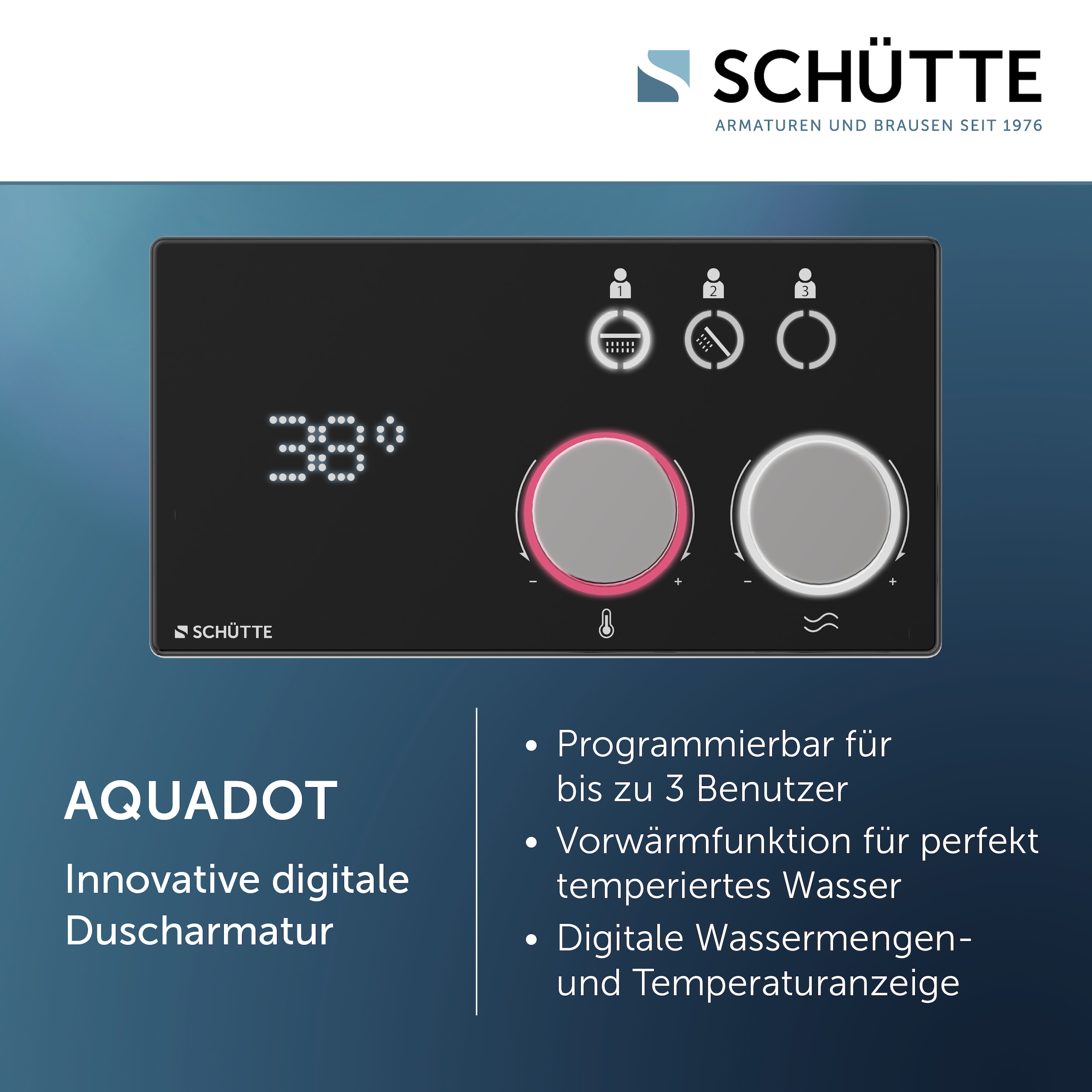 Schütte Duschsystem »AQUADOT« Überkopfbrauseset mit digitalem Duschsystem