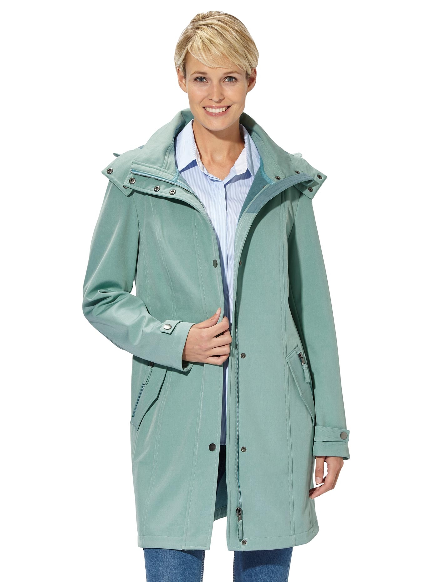 Softshell-Jacke in figurschmeichelnder Länge