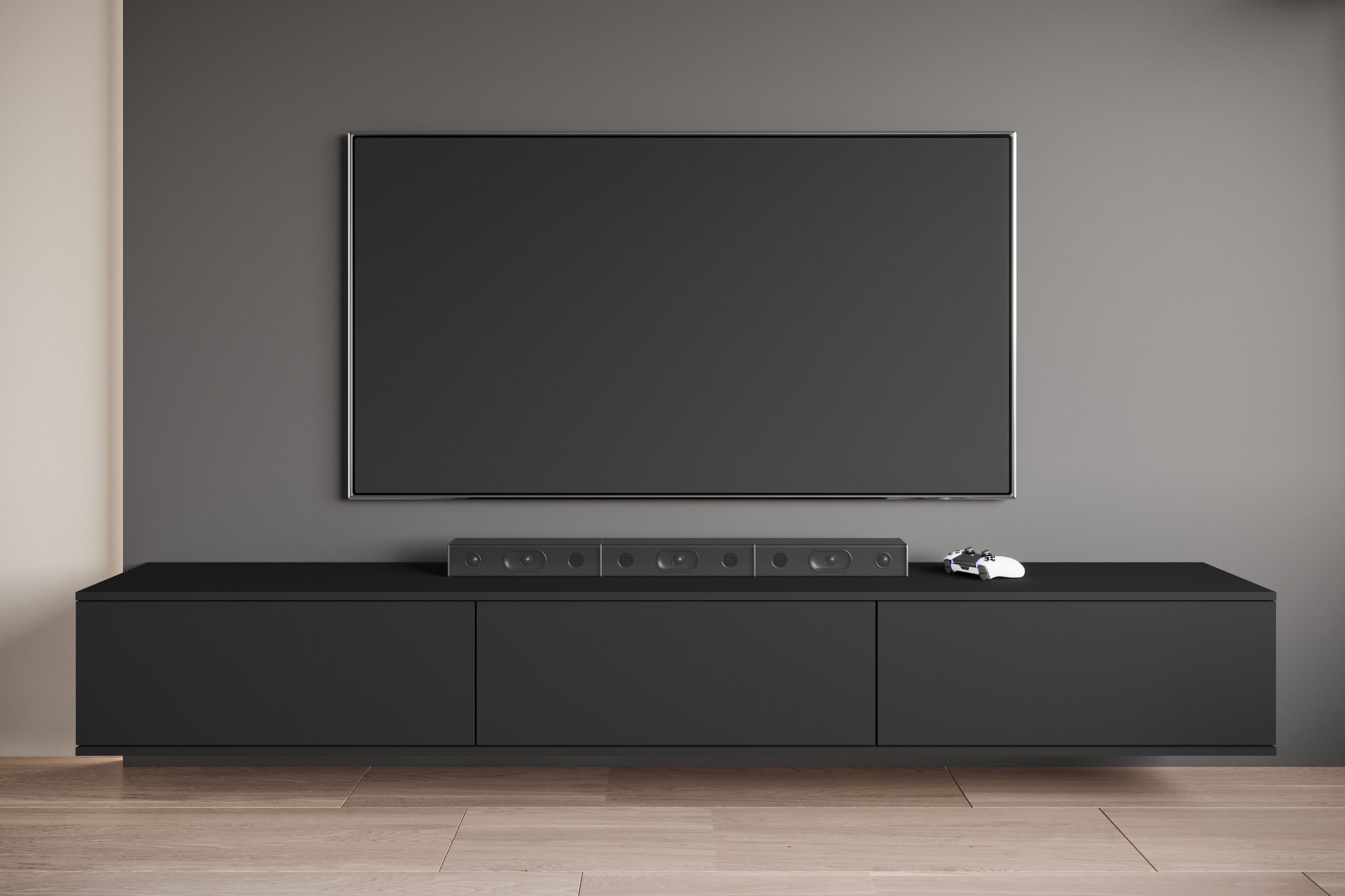 GOODproduct Lowboard »Kenia TV-Schrank, 220 cm breit, mit 3 Klappen« 1 Stk. tlg. Stand- oder Hängemontage, stilvolles Design