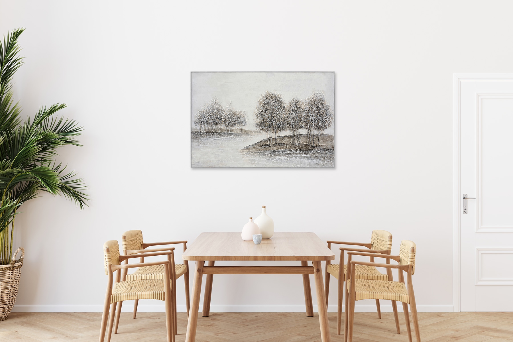 Bönninghoff Ölgemälde »handarbeit gerahmt BÄUME 78x118 cm – Wandbild Deko neutral« Baum | Bäume | Landschaft 1 Stk. tlg. handgefertigt, jedes Bild ein Unikat, Schattenfugenrahmen