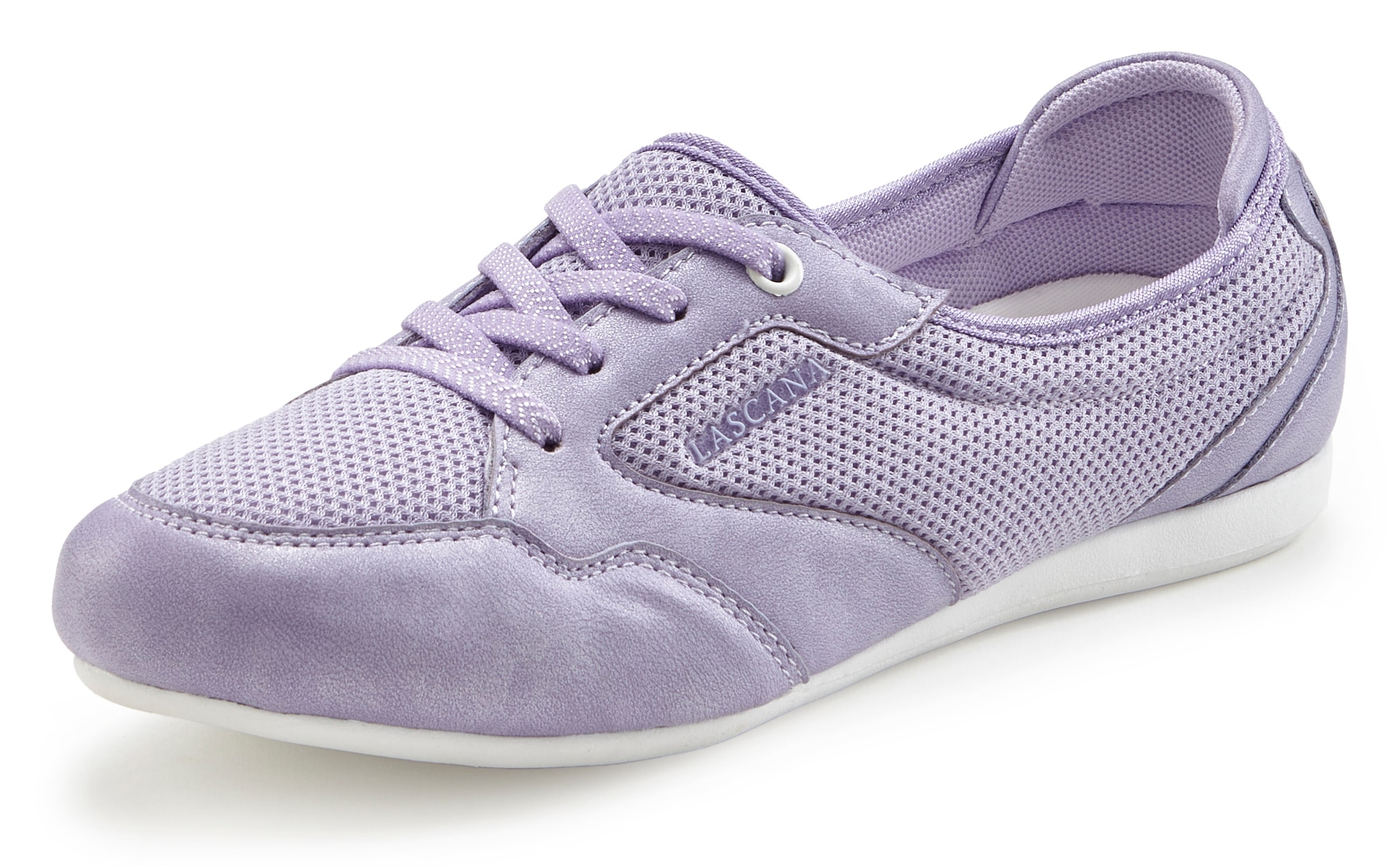 LASCANA Sneaker »Freizeitschuh, Halbschuh,«, in modischer Mesh-Optik zum Reinschlüpfen VEGAN