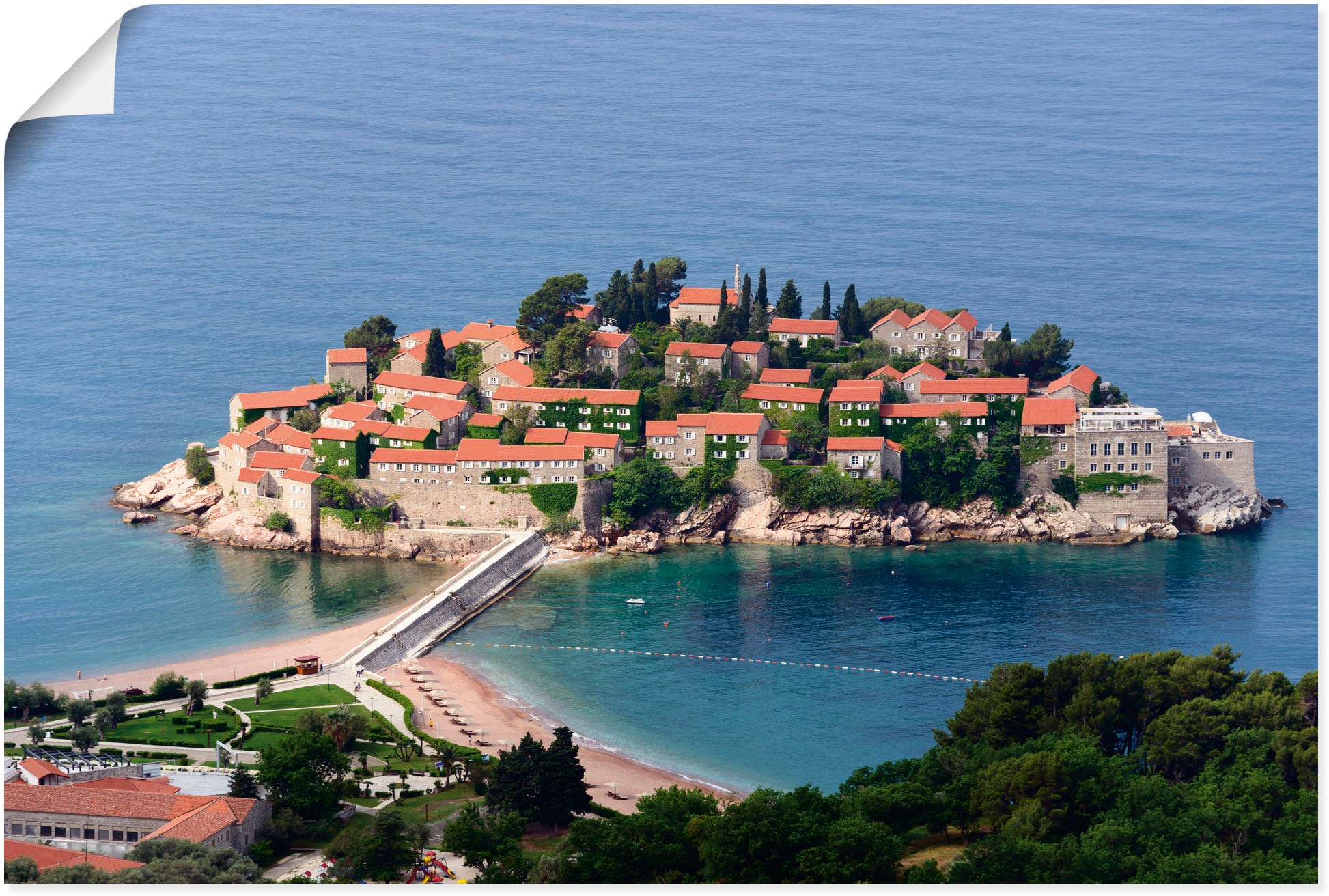 Image of Artland Wandbild »Sveti Stefan«, Gebäude, (1 St.), in vielen Grössen & Produktarten - Alubild / Outdoorbild für den Aussenbereich, Leinwandbild, Poster, Wandaufkleber / Wandtattoo auch für Badezimmer geeignet bei Ackermann Versand Schweiz