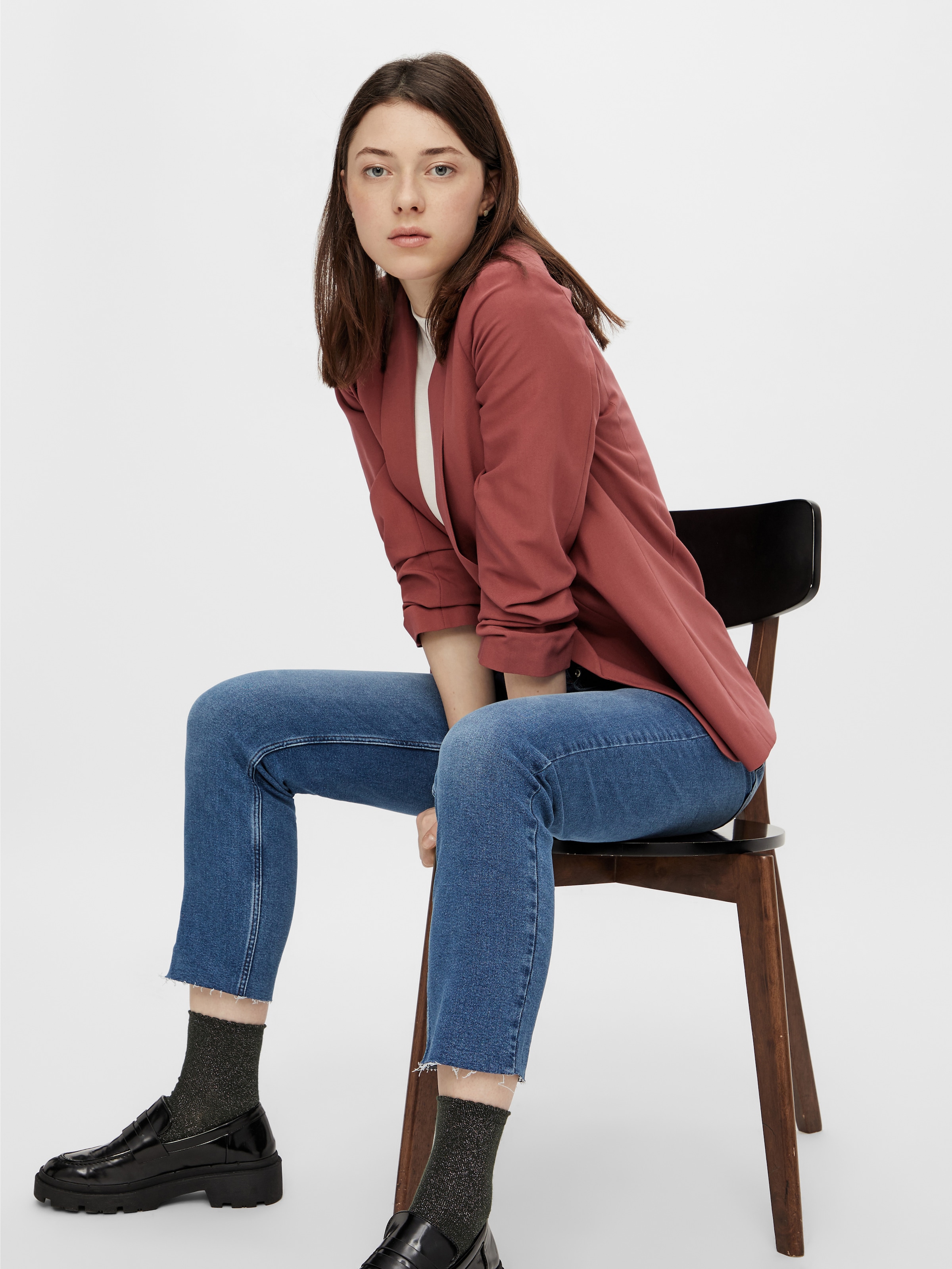 pieces Blazer chemisier »PCBOSELLA 3/4 BLAZER NOOS« mit Faltendetail am Ärmel