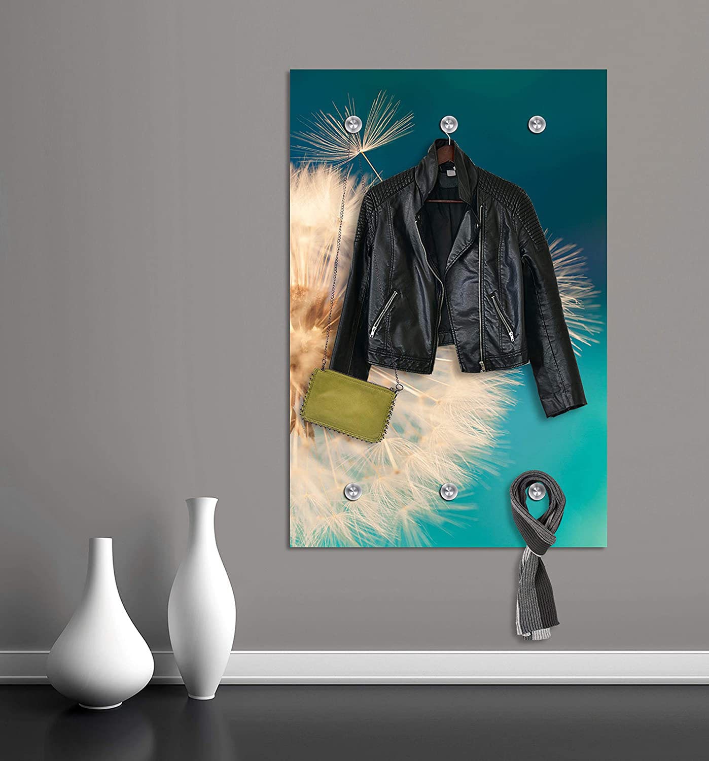 Image of queence Garderobenleiste "Anneli" Wand Garderobe, Blume, Pusteblume, platzsparend