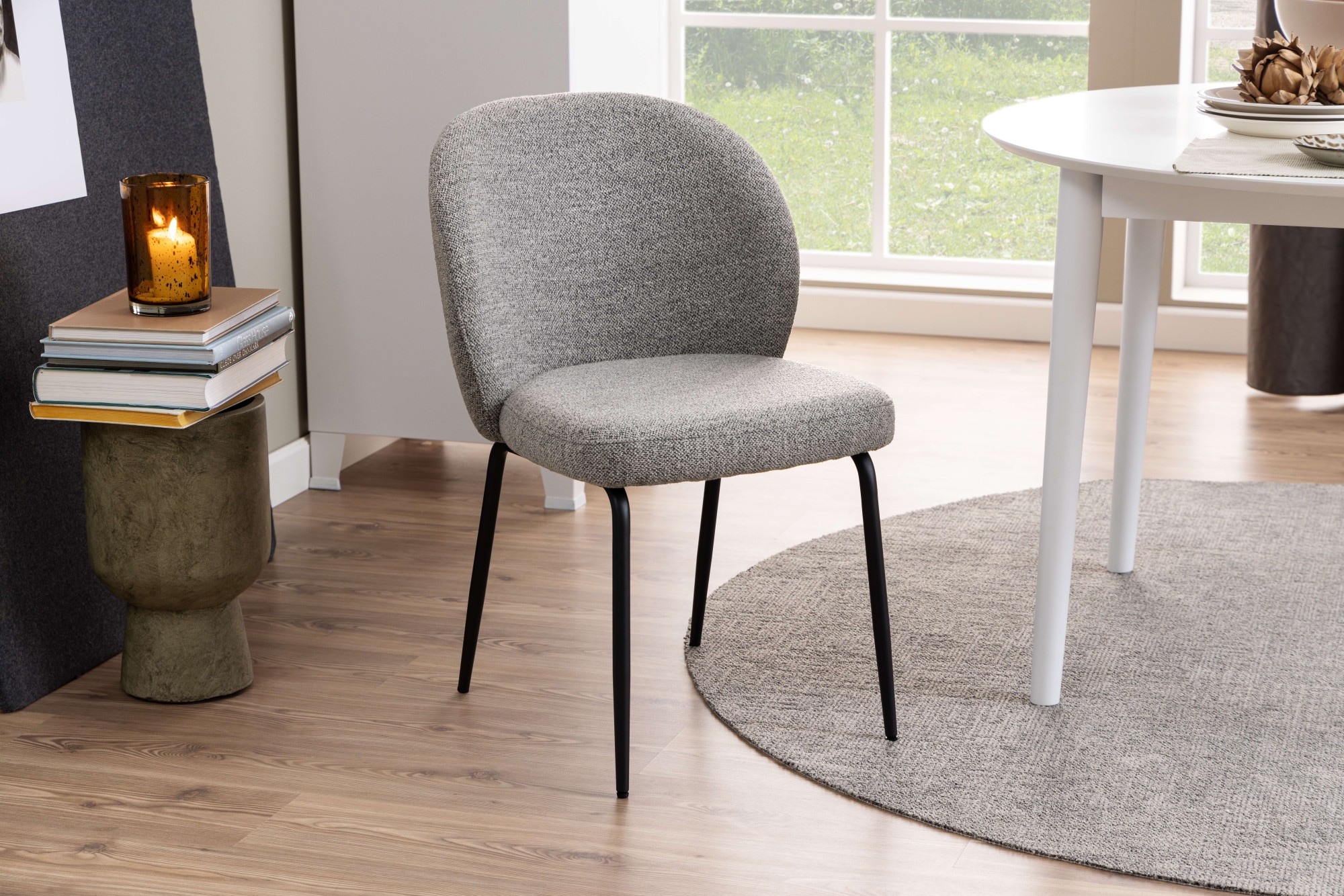ACTONA GROUP Chaise de salle à manger »Patricia Polsterstuhl« () fauteuil de salon, (lot de 2) revêtement tissu, pieds en acier, hauteur d'assise 48 cm