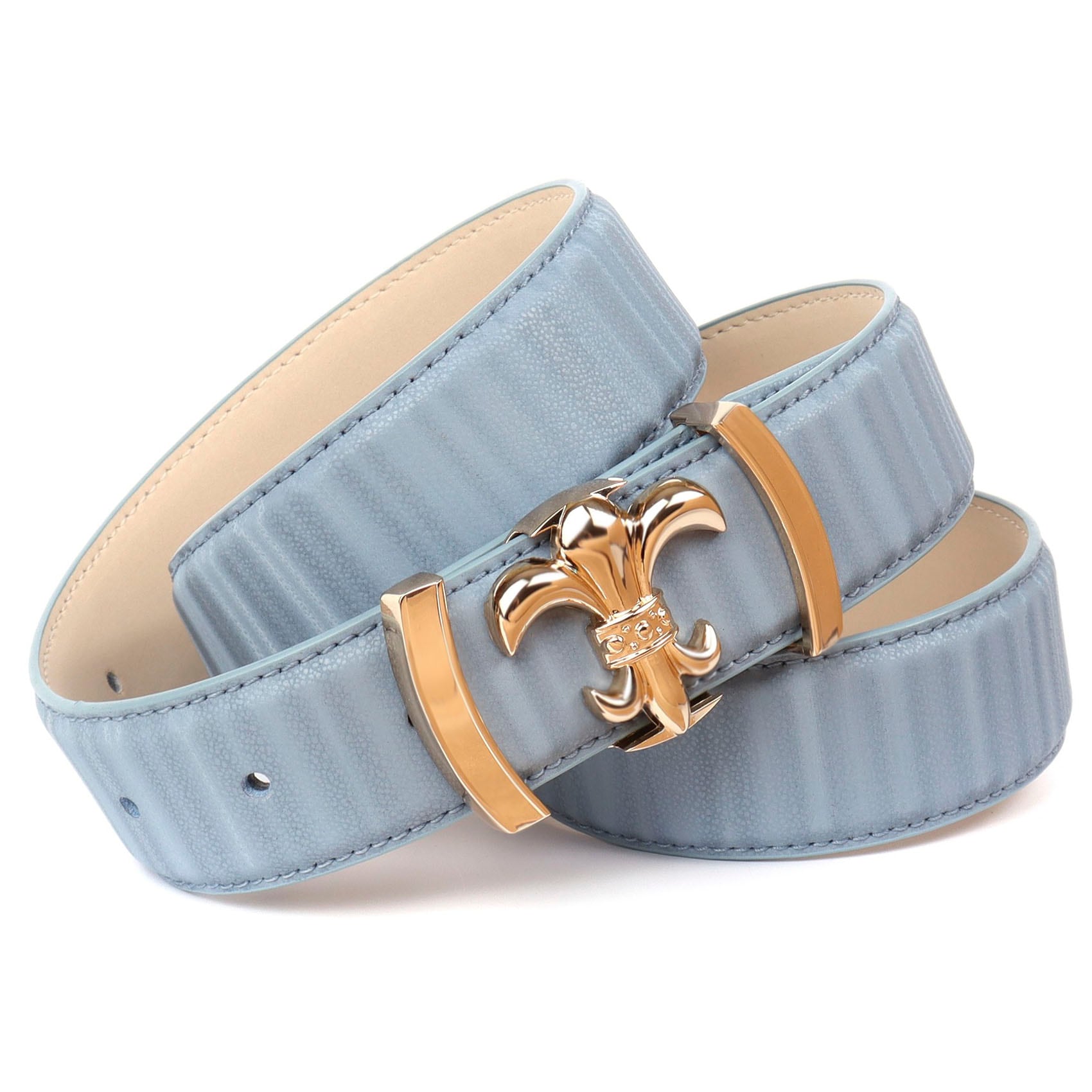 Anthoni Crown Ceinture en cuir mit filigraner goldfarbener Koppel-Schliesse