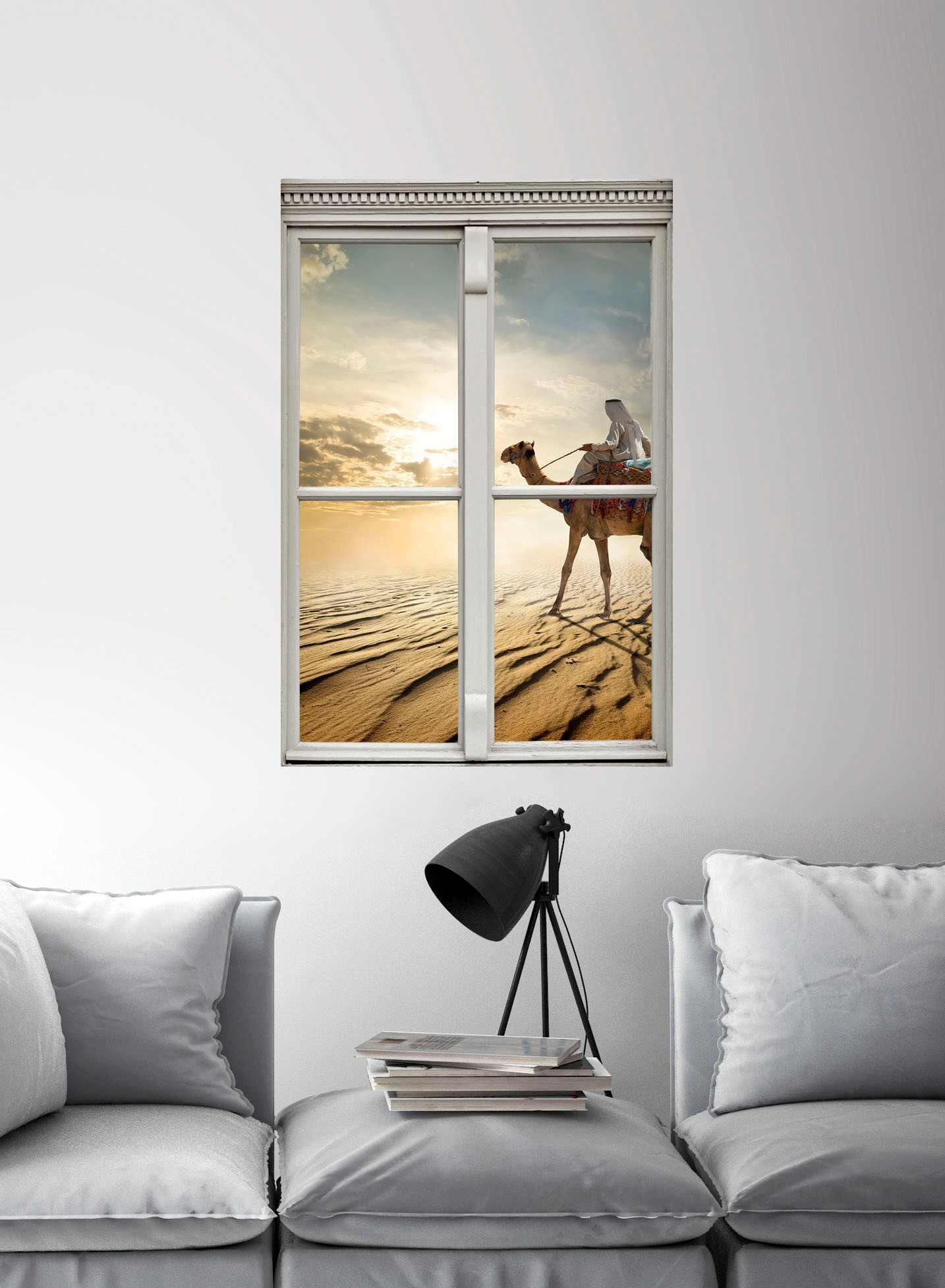 queence Wandsticker »Kamel in der Wüste«, Wandsticker, Wandbild, selbstklebend, 3D, Fenster