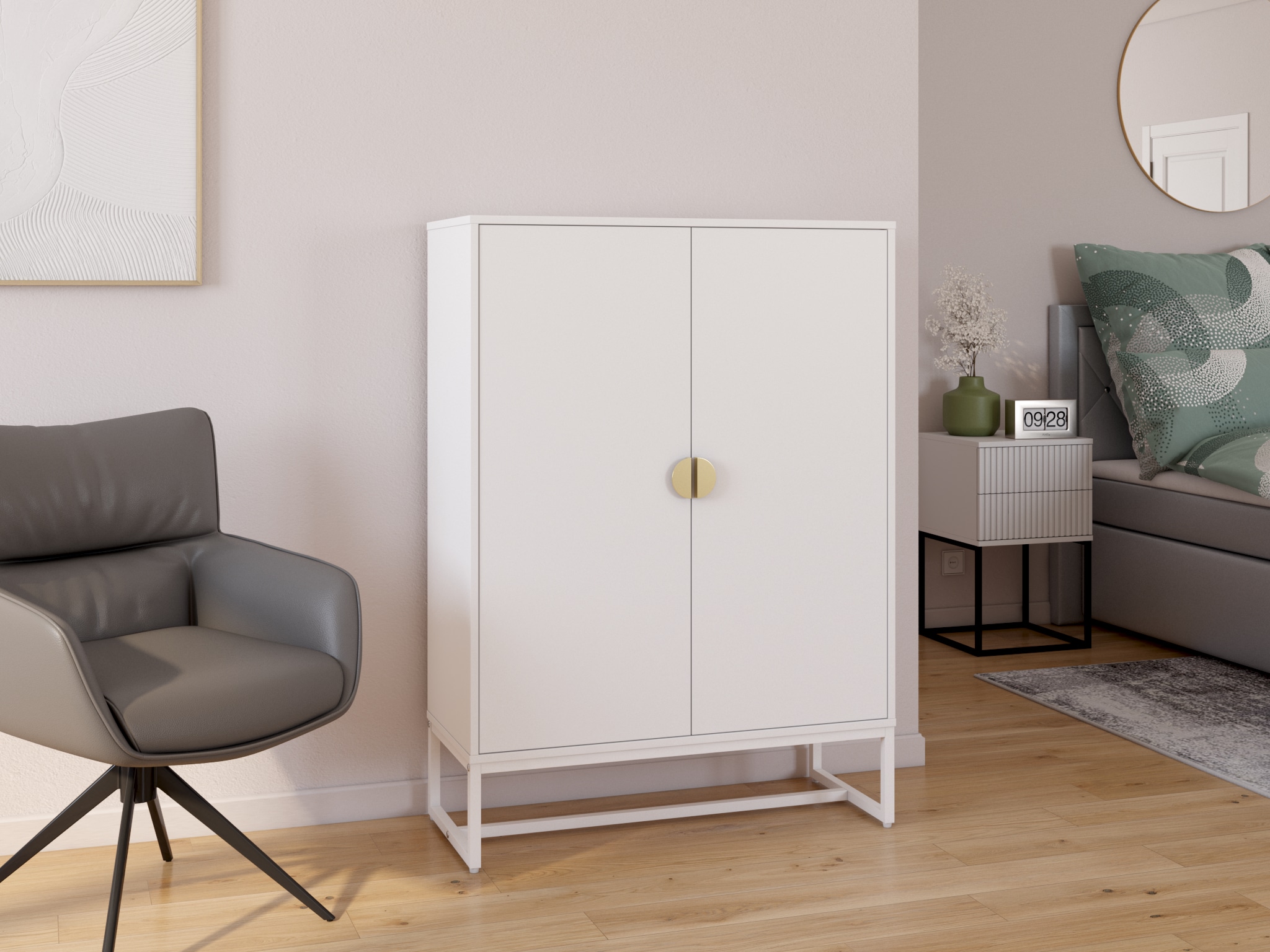 Loevschall Miroir mural »Refine Wandspiegel rund – stilvoller Designspiegel mit edlem Rahmen,« in mehreren Grössen & Farben für Bad, Schlafzimmer & Flur