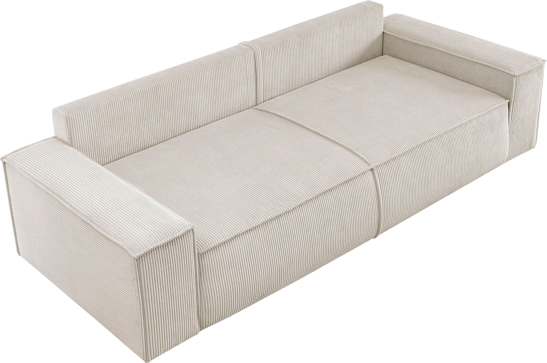 GOODproduct 3-places »SHERWOOD Schlafsofa (257cm) Cord, Samtvelours, Vintage-Lederoptik« Schlaffunktion mit Bettkasten (ca. 136/200cm)