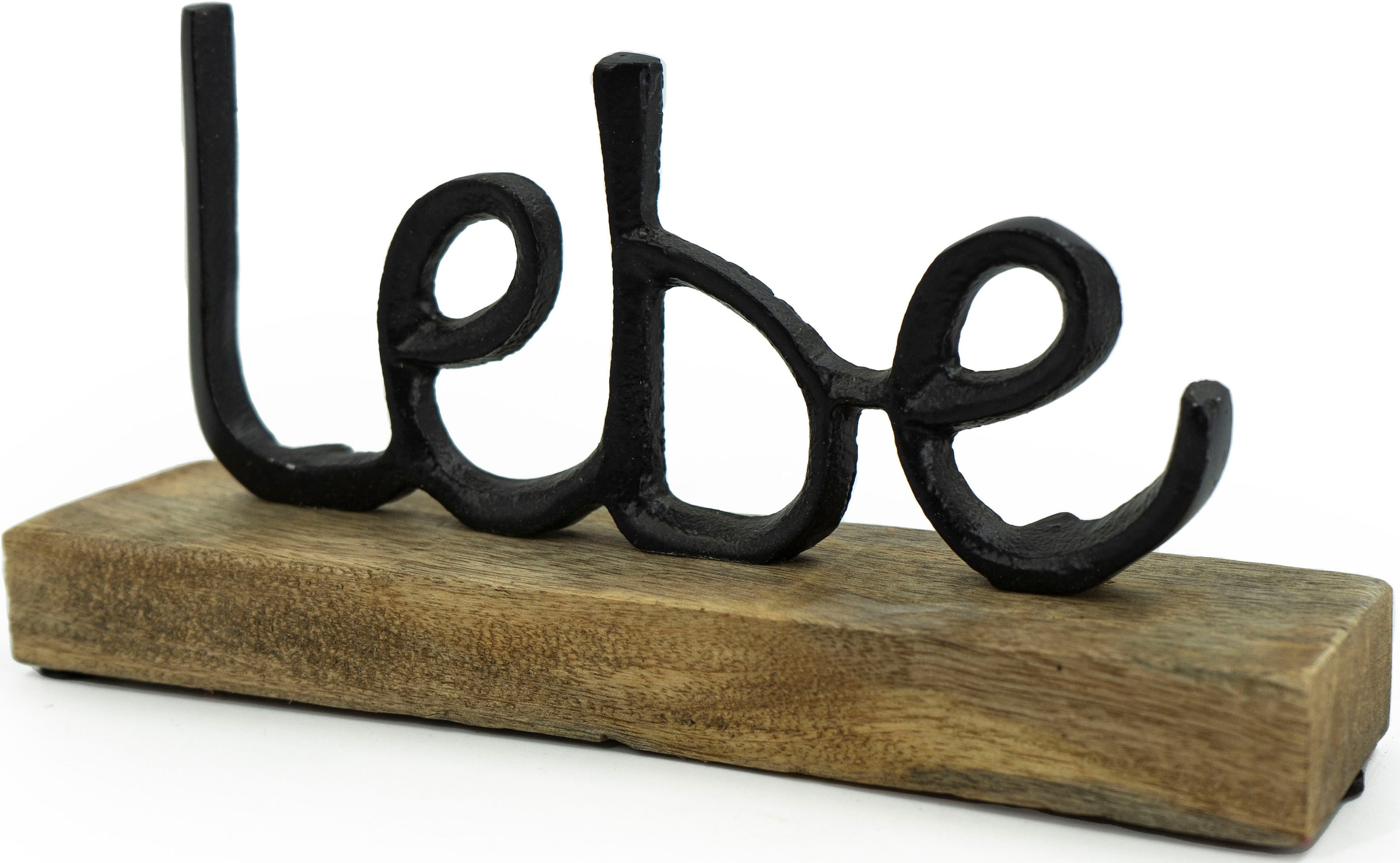 »Lebe, Lache«, kaufen Deko-Schriftzug aus Liebe, NOOR Aluminium und Holz günstig LIVING