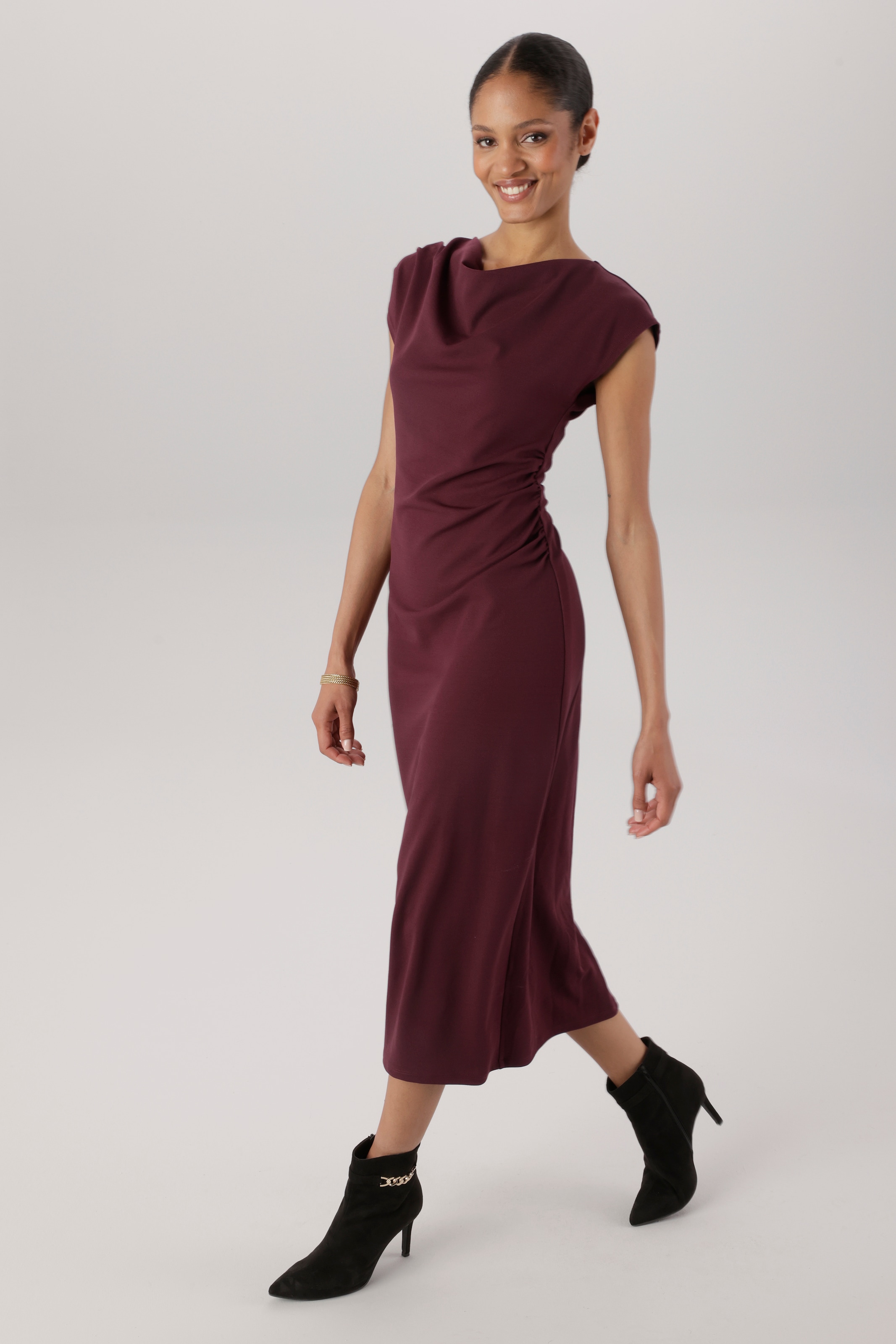 Image of Aniston SELECTED Midikleid mit Wasserfallkragen - NEUE KOLLEKTION