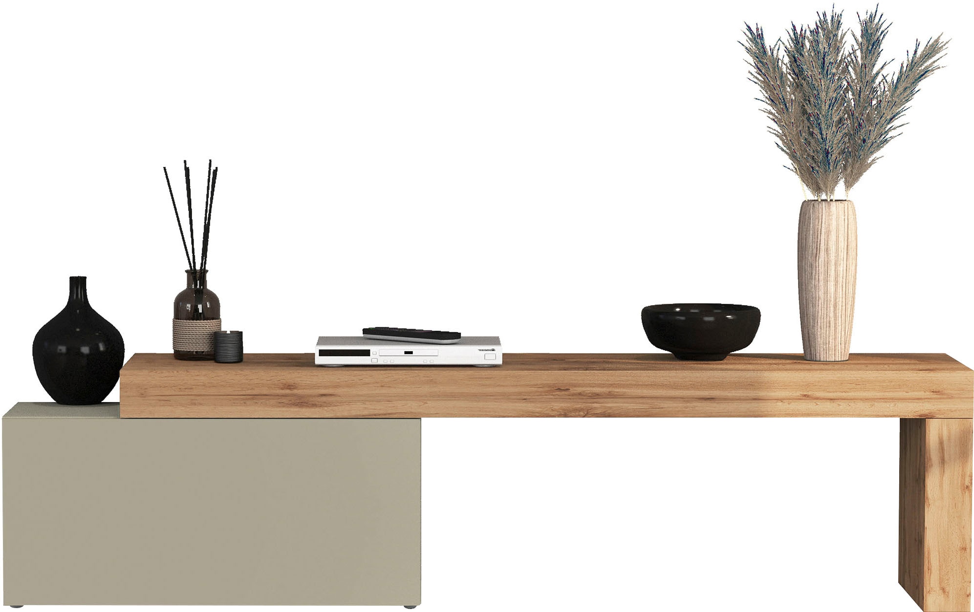 GOODproduct Table basse »Chronos TV-Board, TV-Schrank« Breite verstellbar von 180 bis 260 cm, 1 cuis tlg. Breite 220 cm TV-Board,Lowboard,1 Klappe und ein L-Förmiger Aufsatz